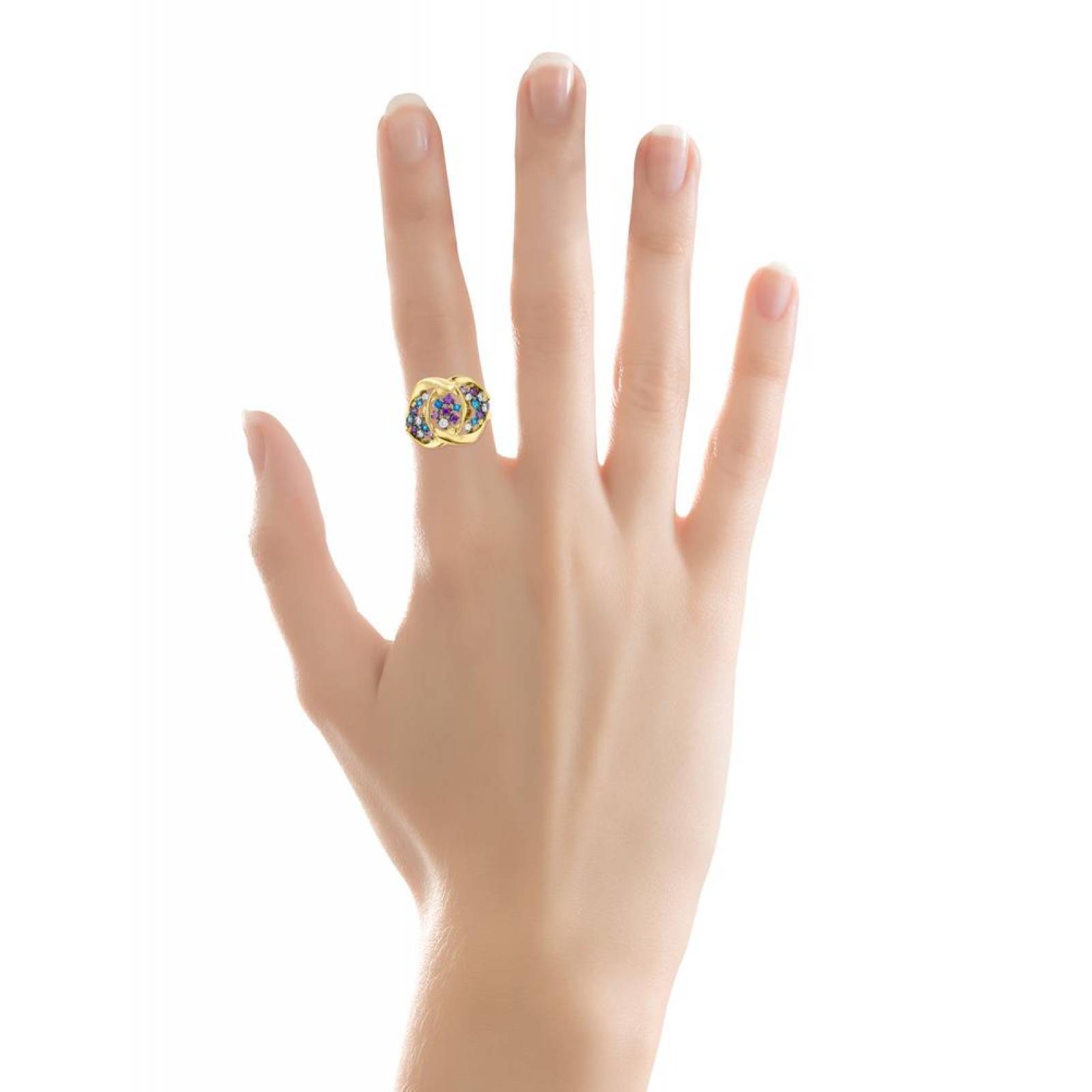 Anillo BIZZARRO de Oro Amarillo con Piedras Preciosas Azules