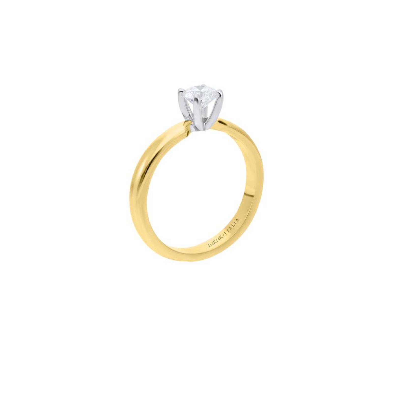 Anillo BIZZARRO Solitario en Oro Amarillo de 14K y Montadura Platinada con un Brillante de 50 Pts 