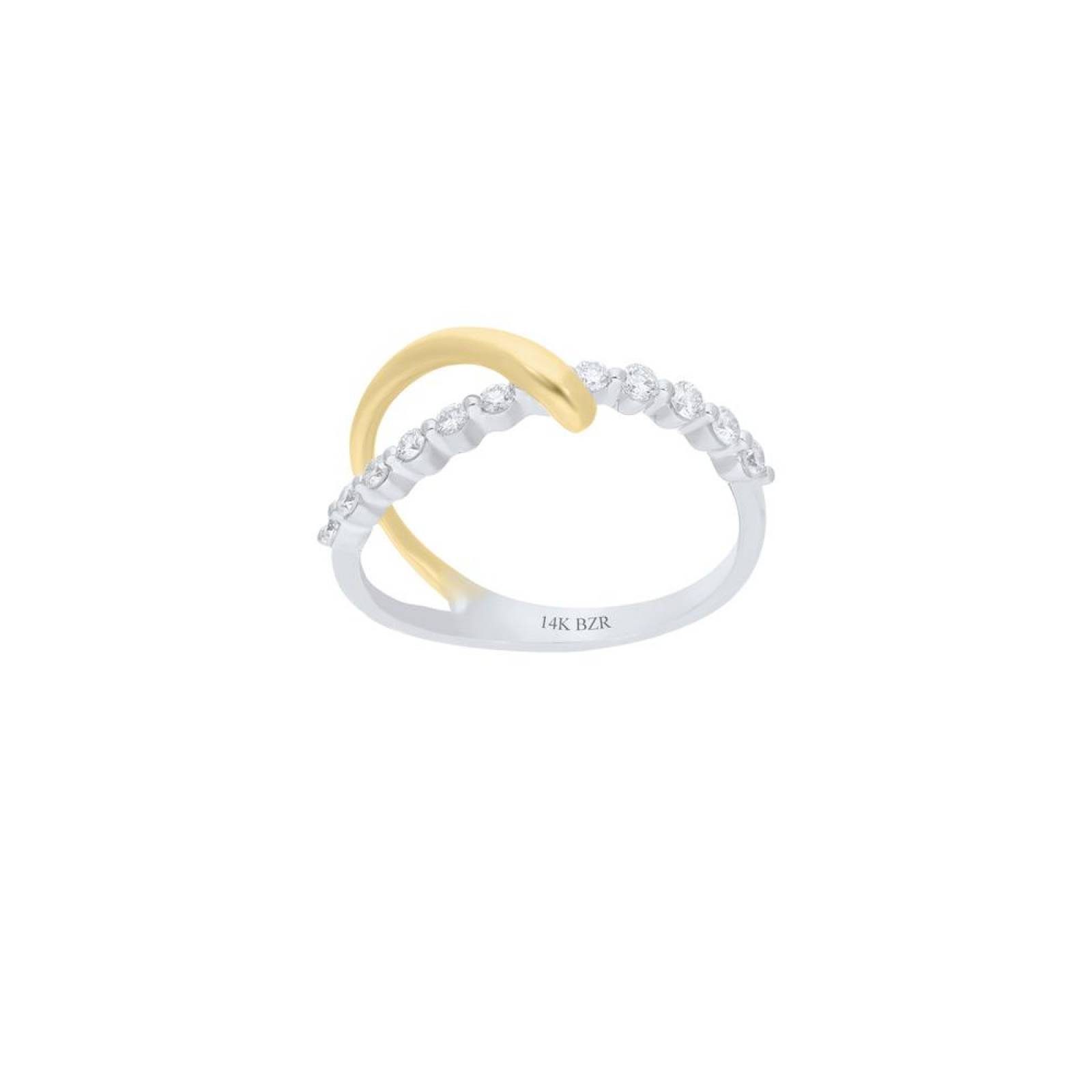 Anillo BIZZARRO de Oro de Oro Blanco y Amarillo 14K con 23 Pts de Diamante 