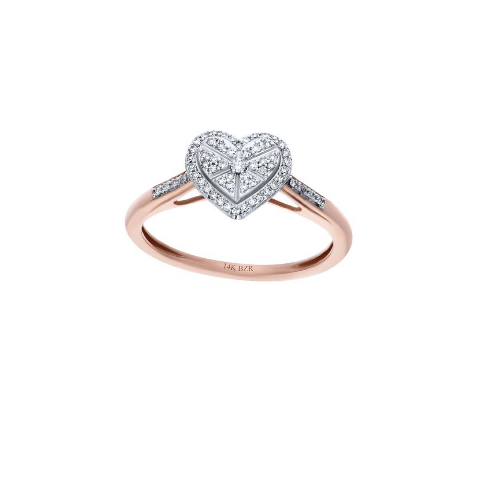 Anillo BIZZARRO de Oro Rosa 14K con 14 Pts de Diamante 