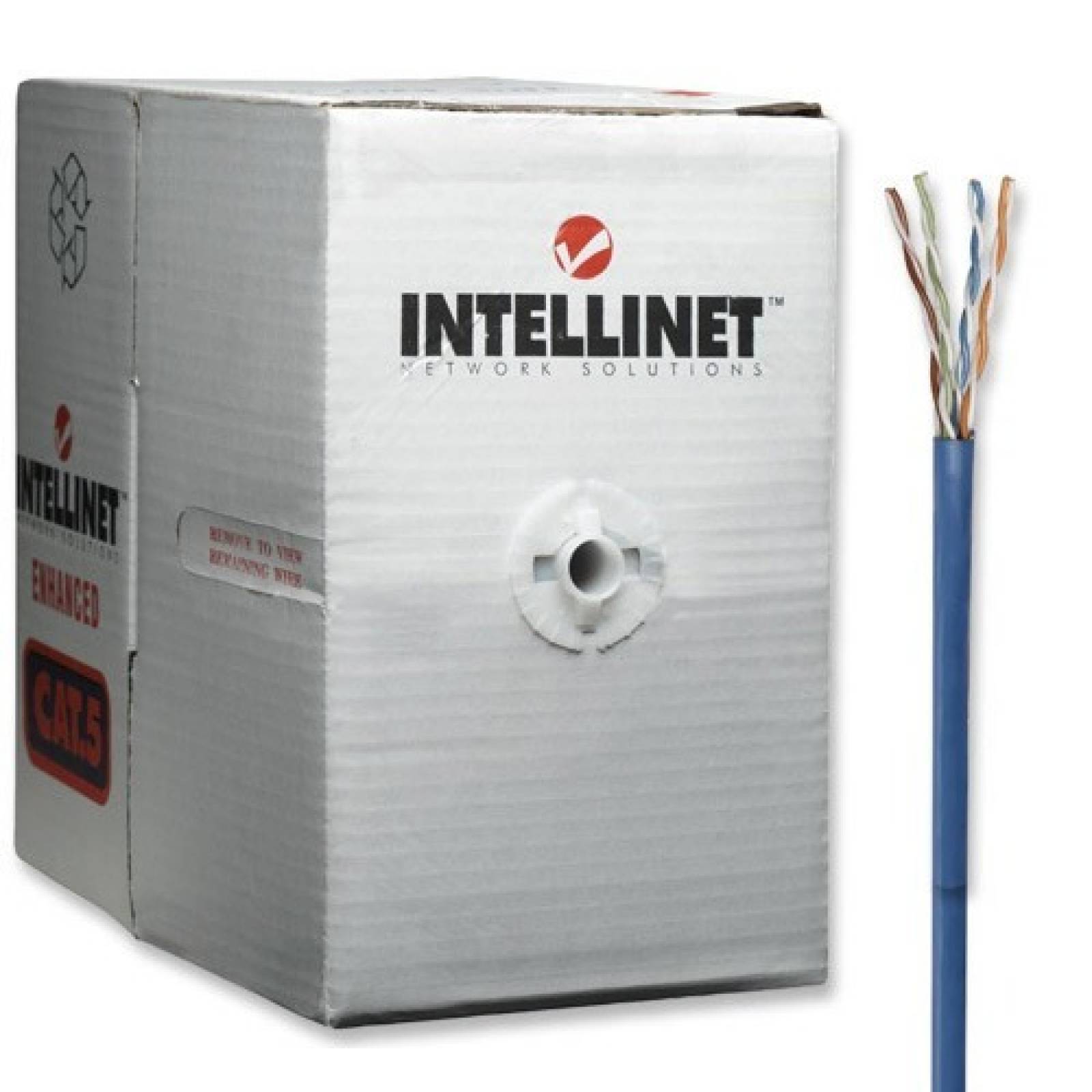 BOBINA DE CABLE INTELLINET 362344 AZUL, CAT 5E, CCA UTP, 305 METROS