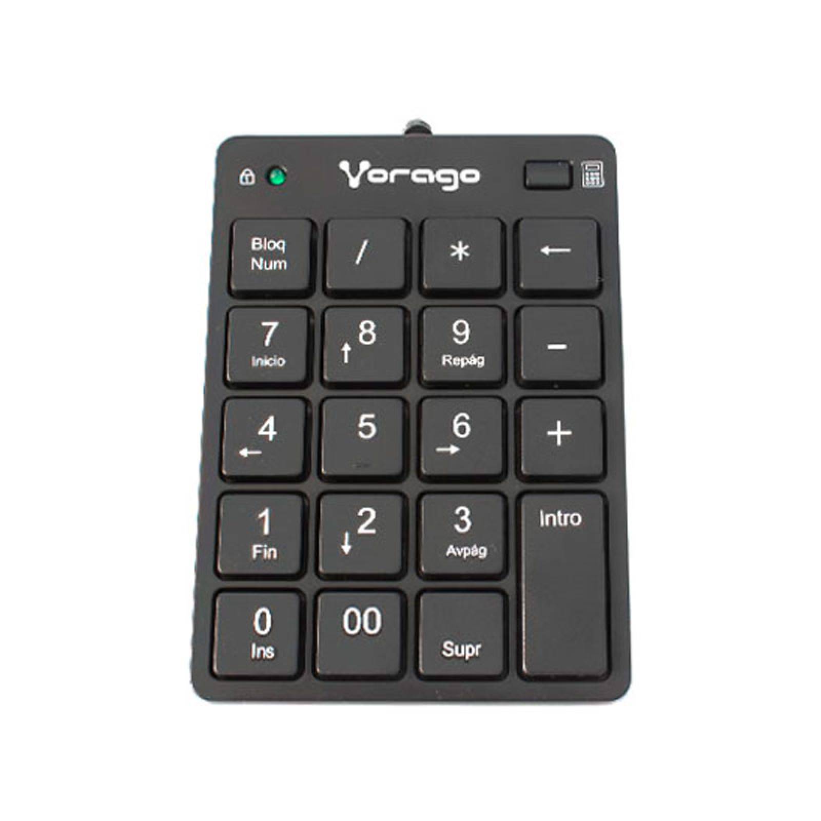 TECLADO NUMERICO VORAGO KB-105 NEGRO, ALAMBRICO, USB