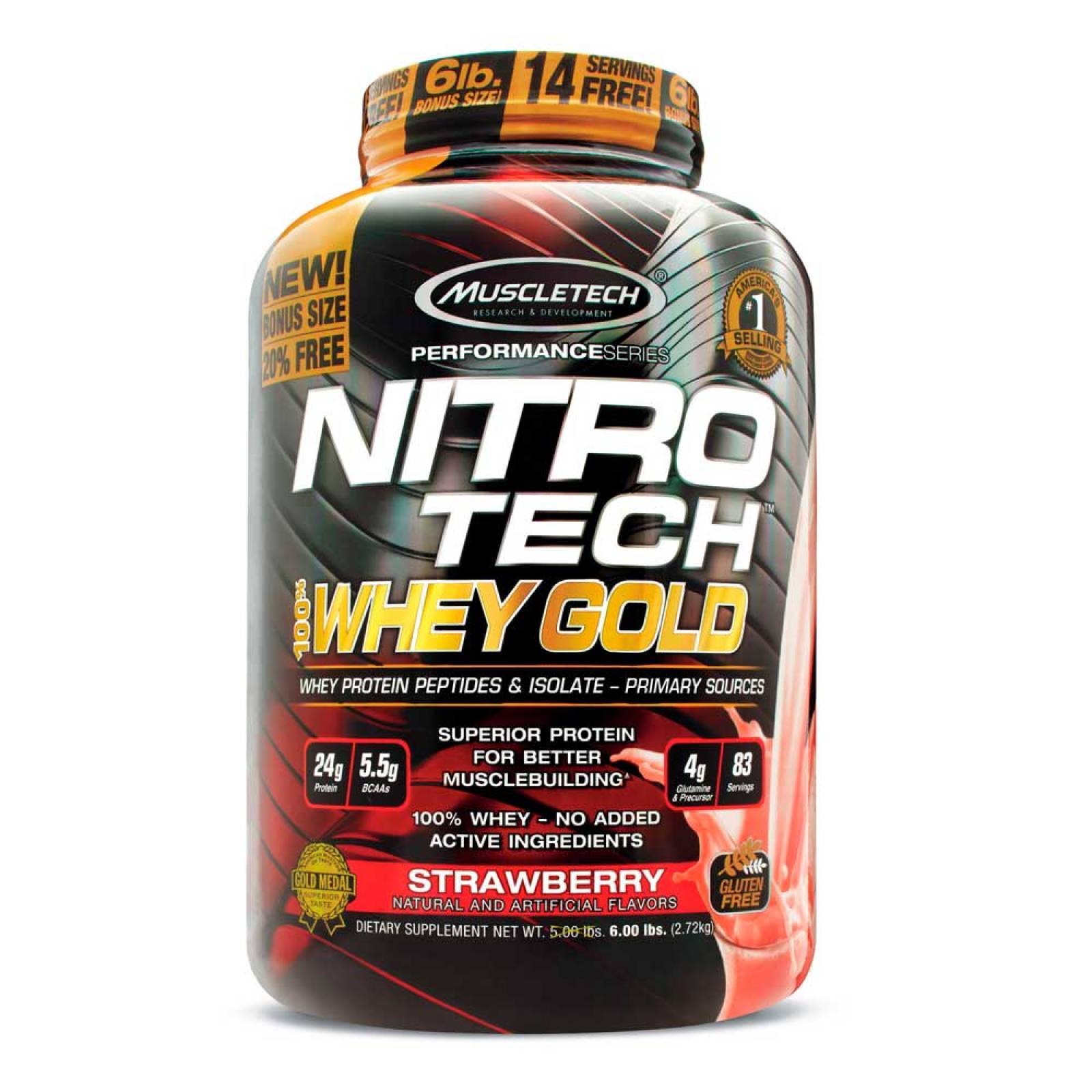 Proteina Muscletech Nitro-tech Whey Gold 5.5 Lbs Fresa