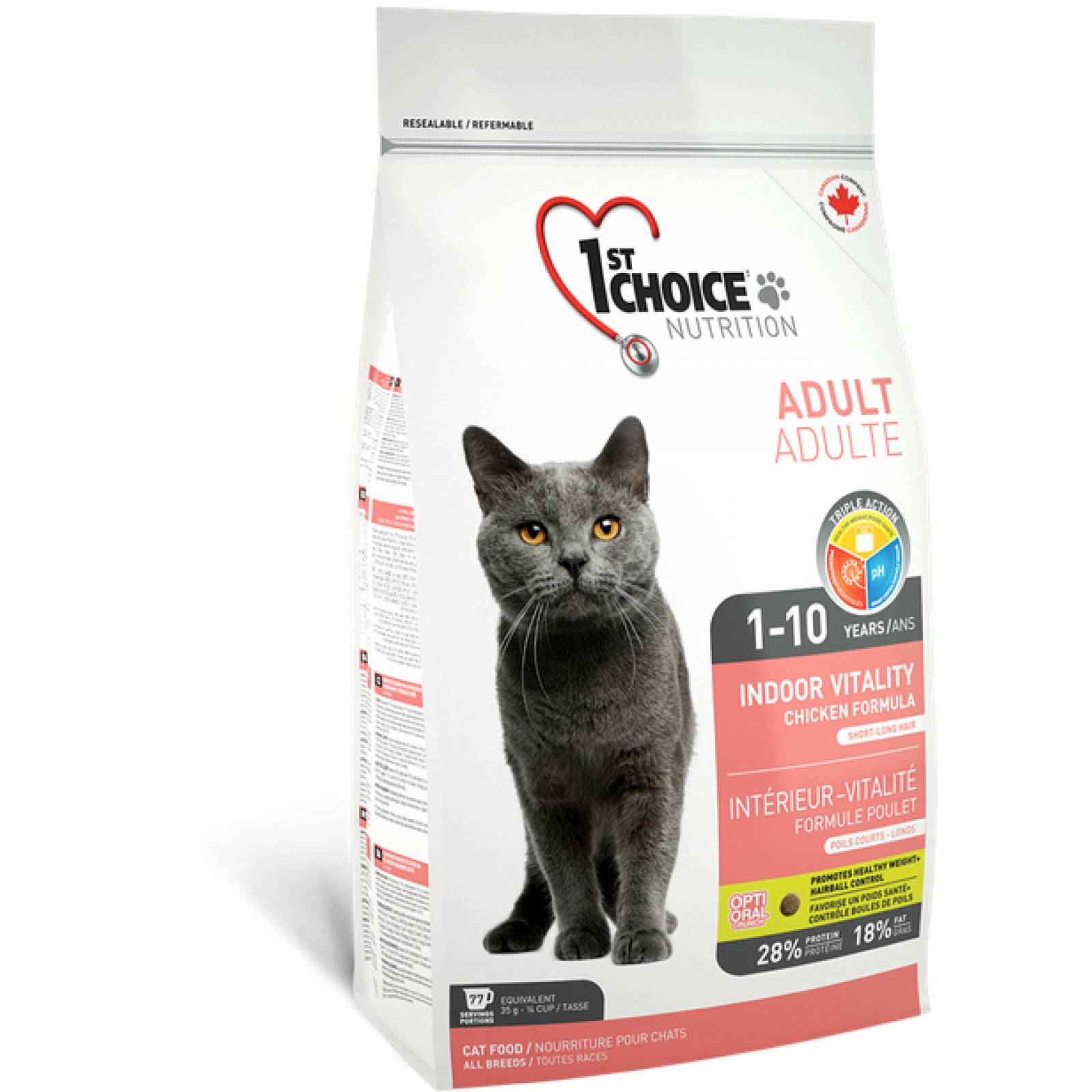 1st Choice Alimento para Gato Adulto Indoor Vitality Fórmula de pollo 5.44 kg