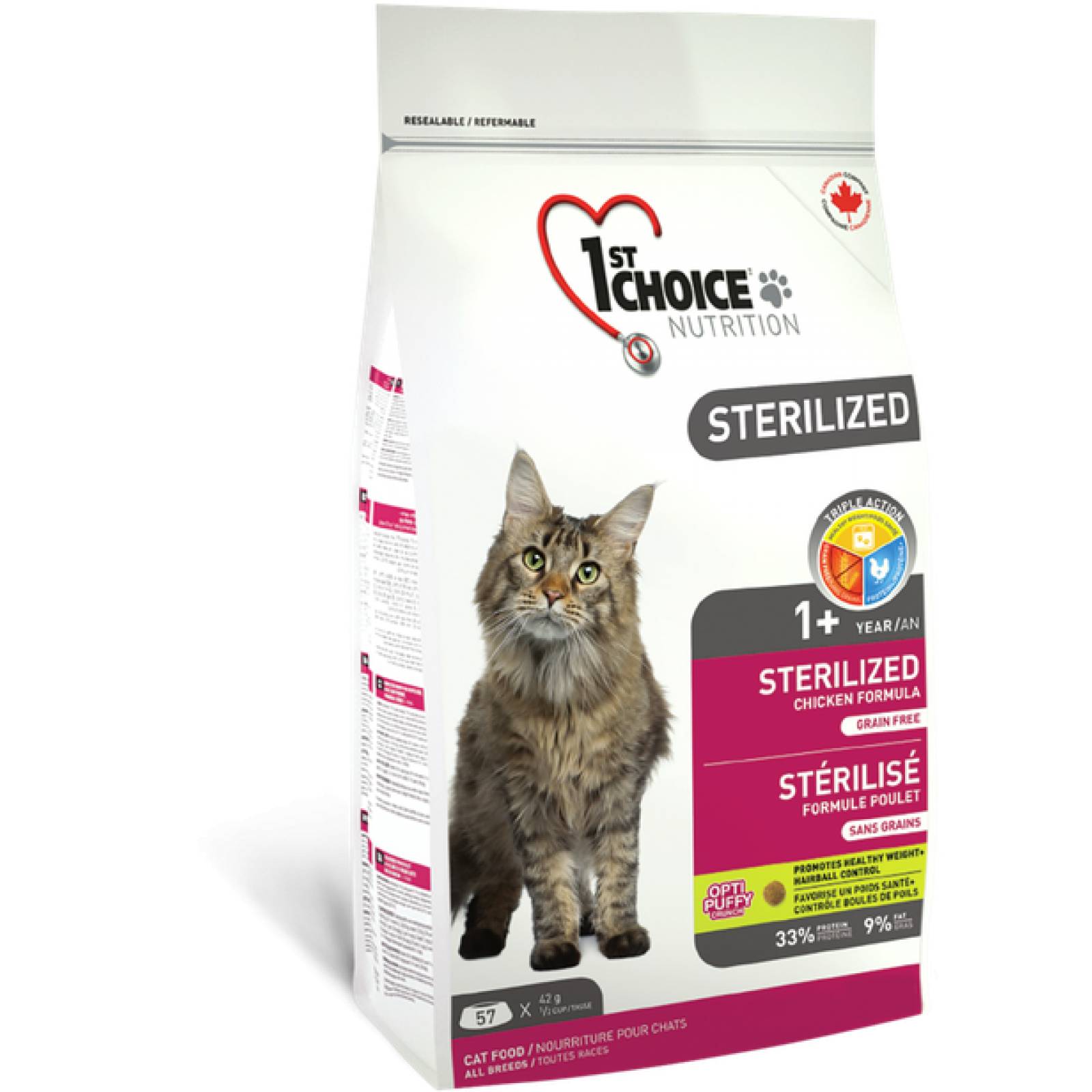 1st Choice Alimento para Gato Adulto Esterilizado libre de granos Fórmula de pollo 2.4 kg