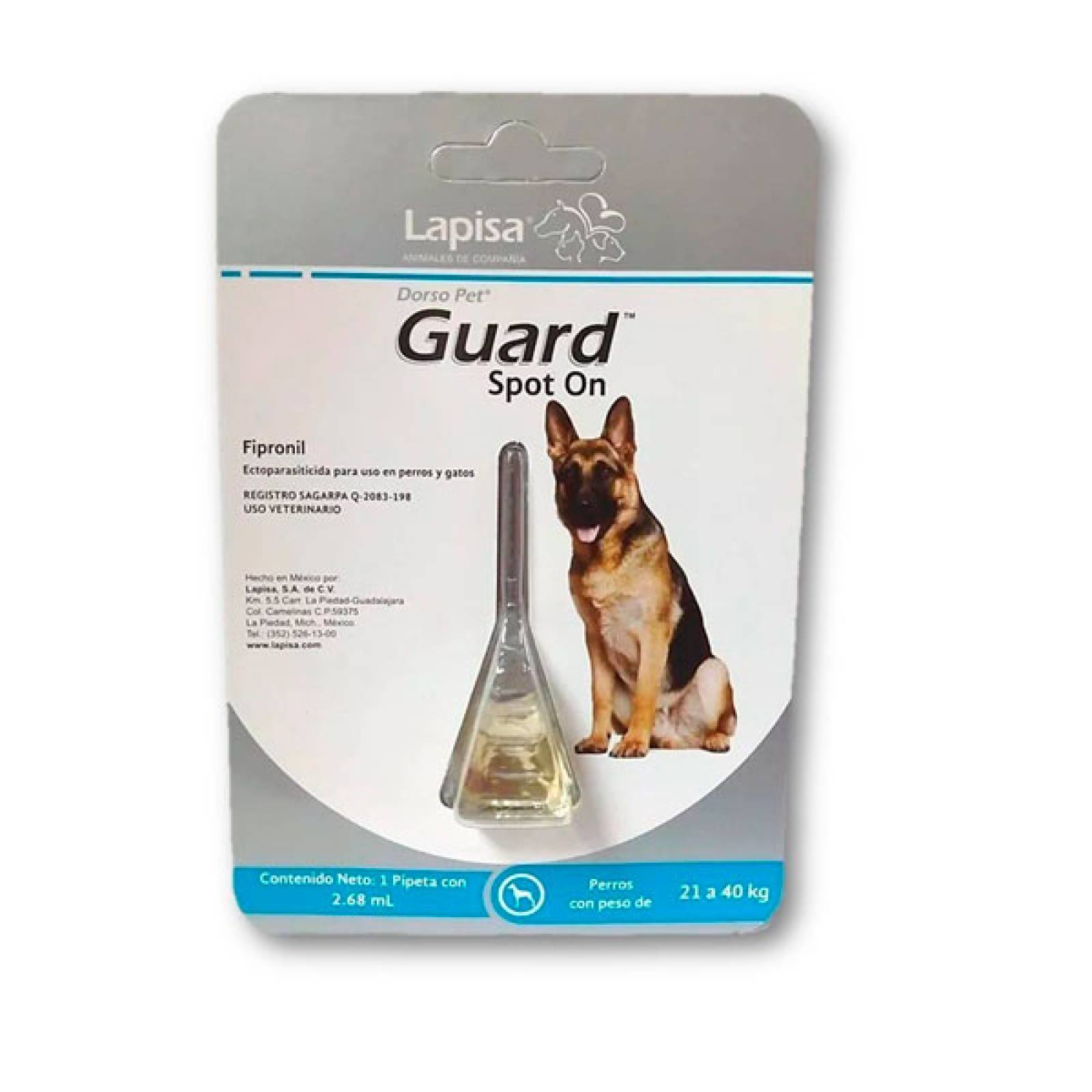 Dorso Pet Guard Spot para Perro Mediano 1 pipeta x 1.34 ml