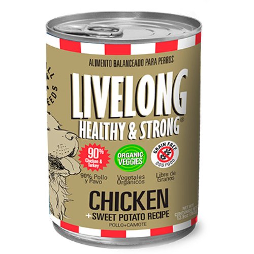 LiveLong Healthy & Strong Alimento para Perro Humedo Pollo 368 gr