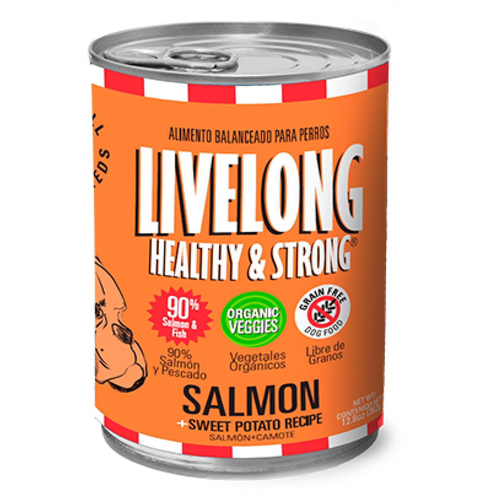 LiveLong Healthy & Strong Alimento para Perro Humedo Salmon 368 gr