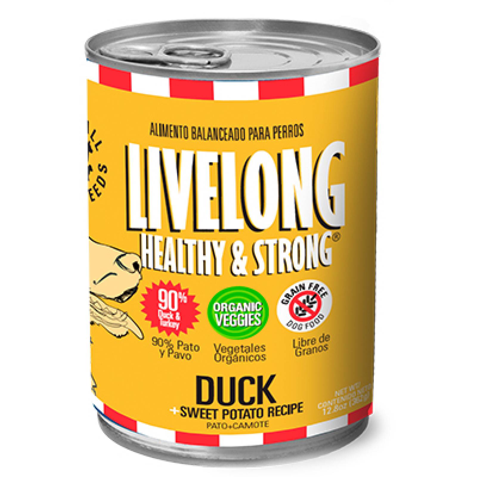 LiveLong Healthy & Strong Alimento para Perro Humedo Pato + Papa Dulce 368 gr