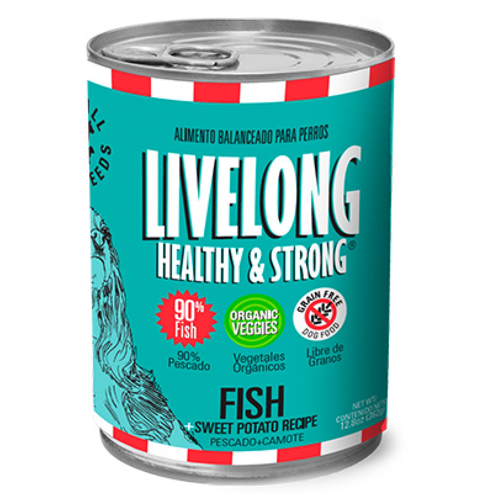 LiveLong Healthy & Strong Alimento para Perro Humedo Pescado 368 gr