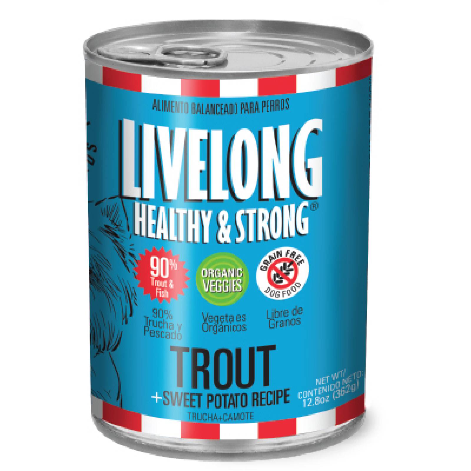 LiveLong Healthy & Strong Alimento para Perro Humedo Trucha 368 gr
