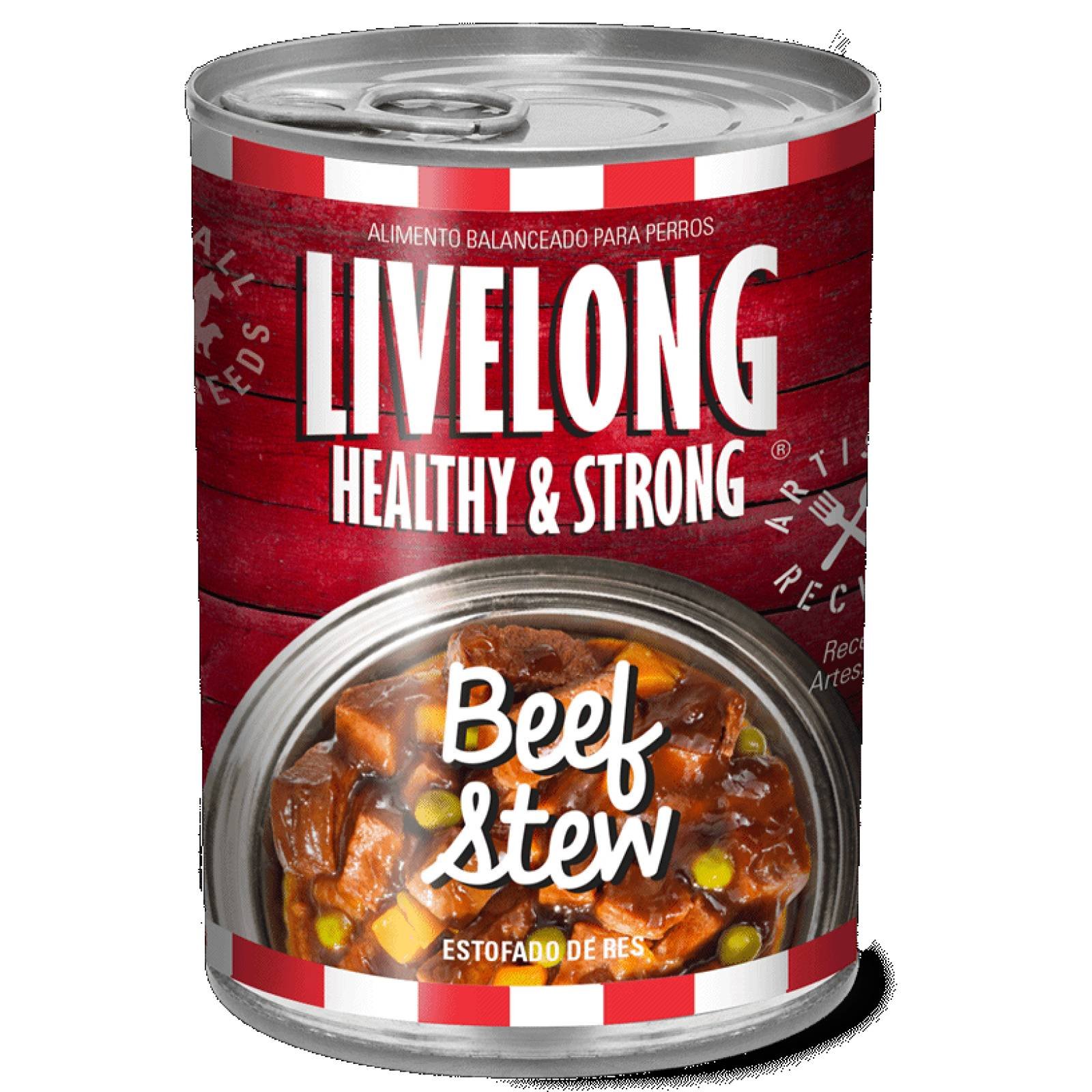 LiveLong Healthy & Strong Alimento para Perro Estofado de Res 340 gr