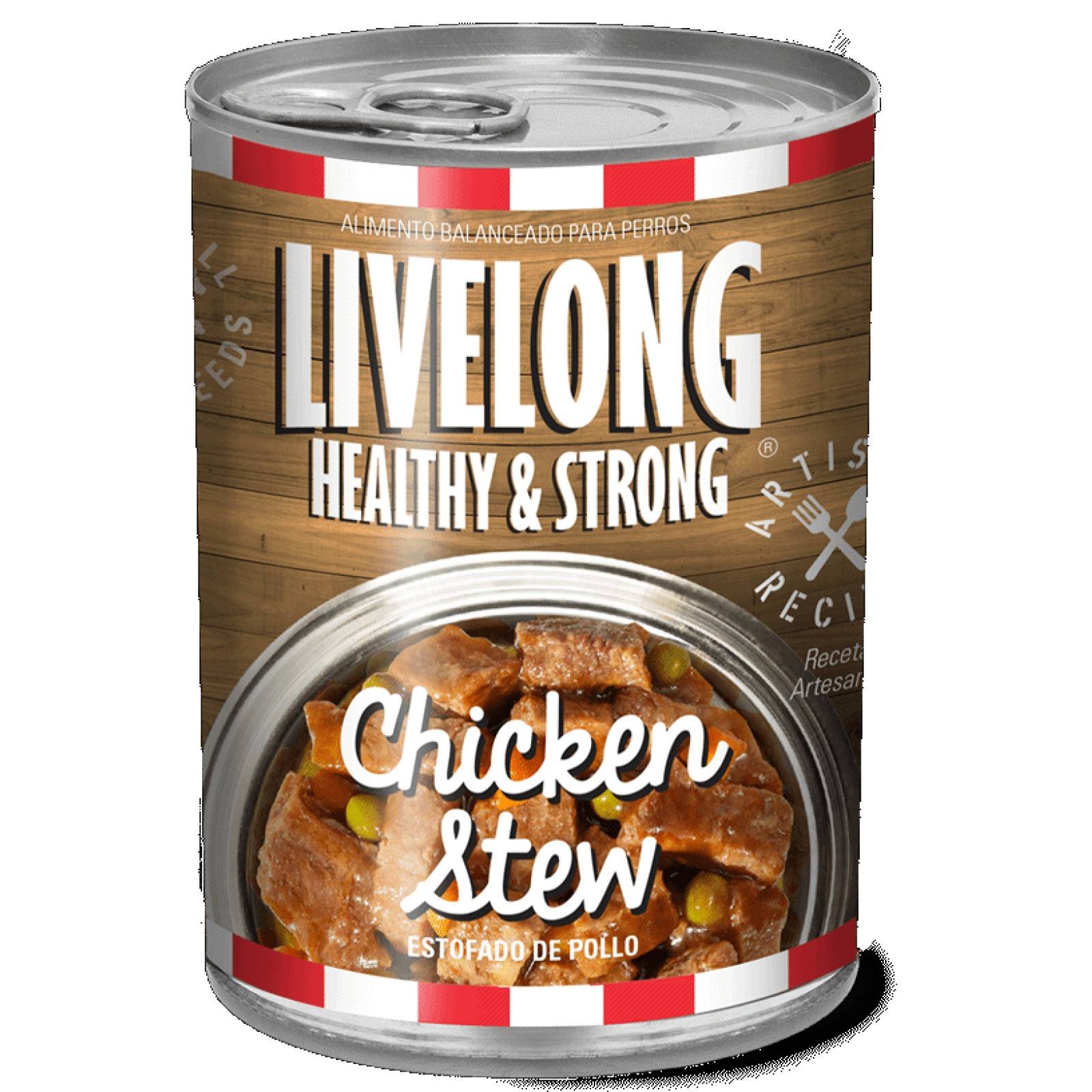 LiveLong Healthy & Strong Alimento para Perro Estofado de Pollo 340 gr
