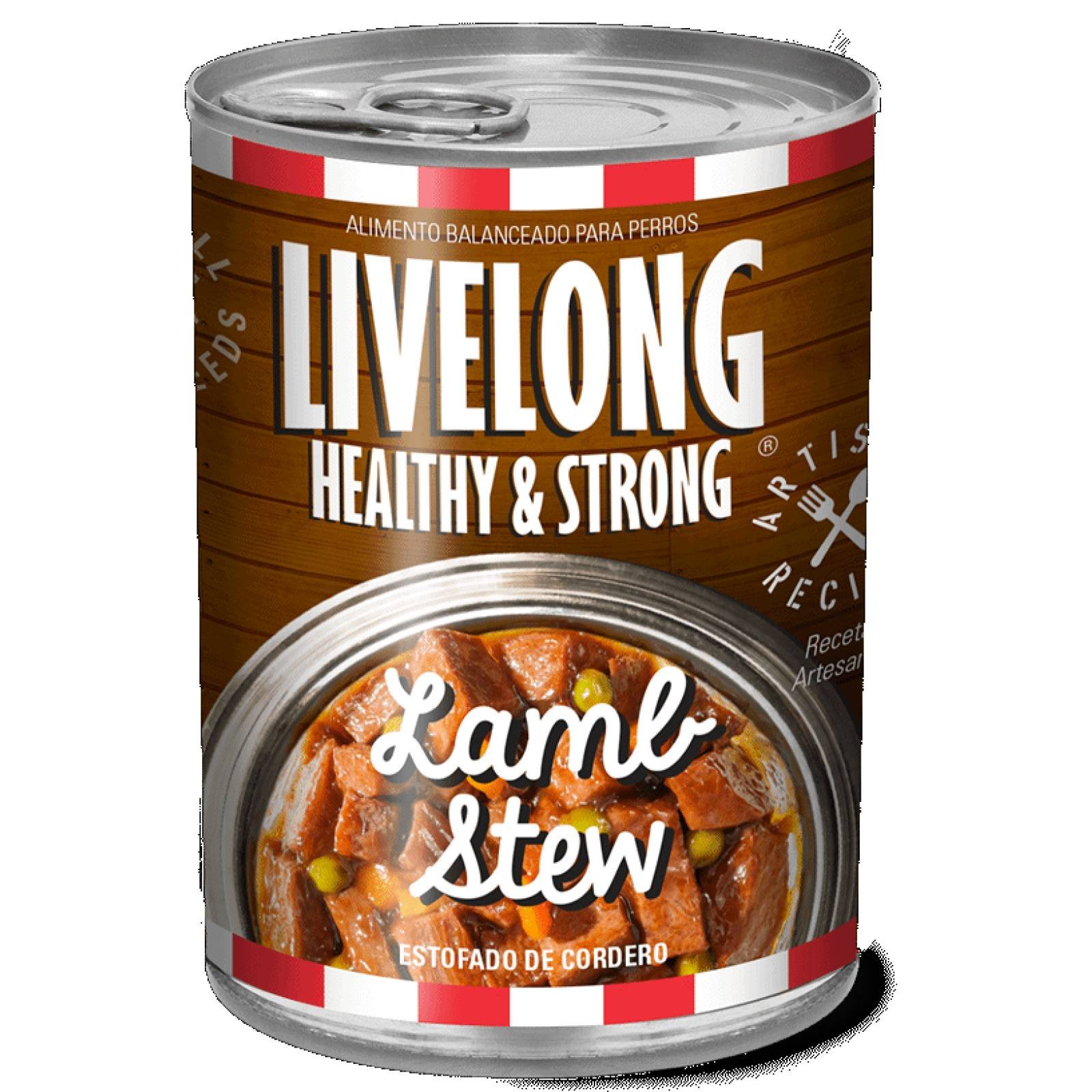 LiveLong Healthy & Strong Alimento para Perro Estofado de Cordero 340 gr