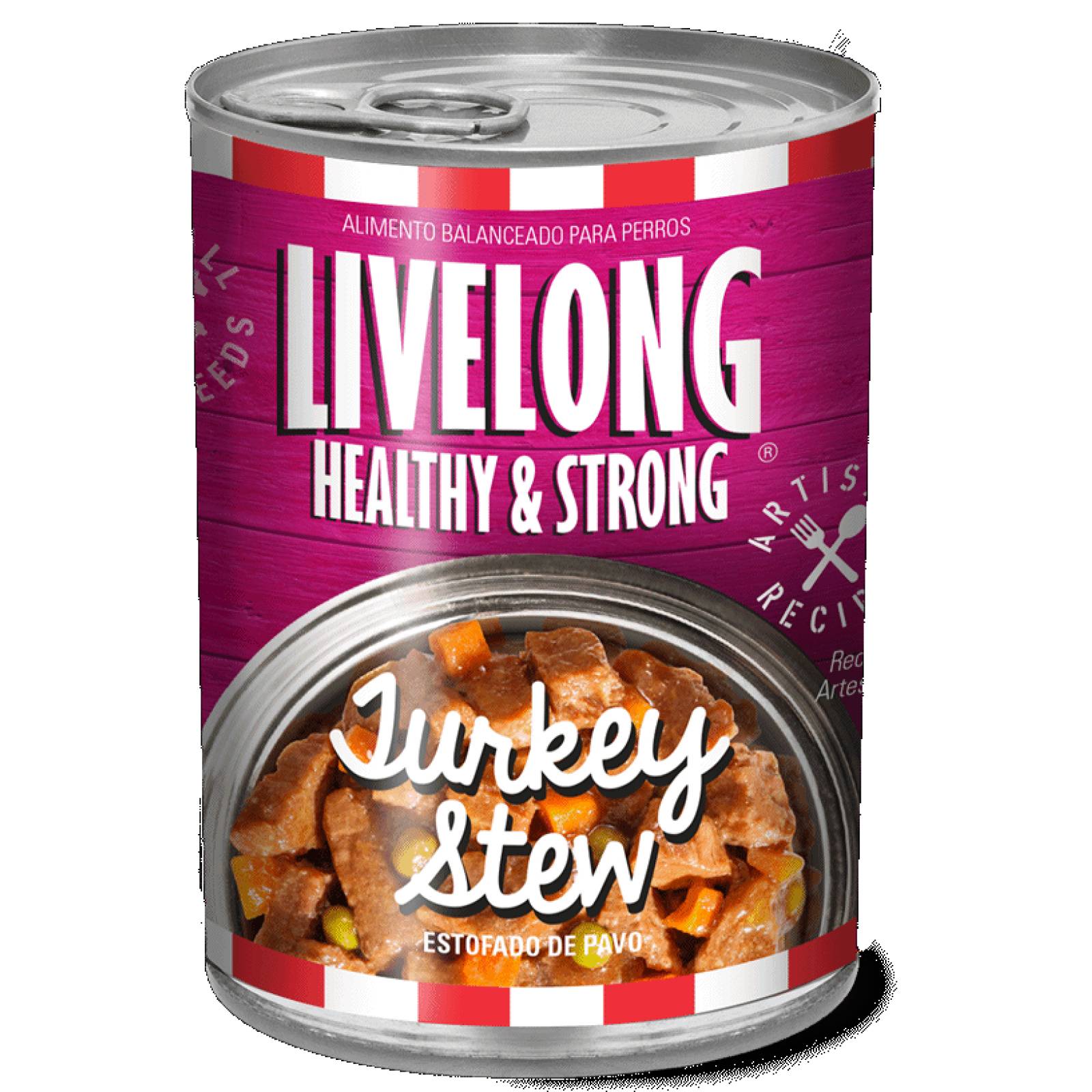 LiveLong Healthy & Strong Alimento para Perro Estofado de Pavo 340 gr