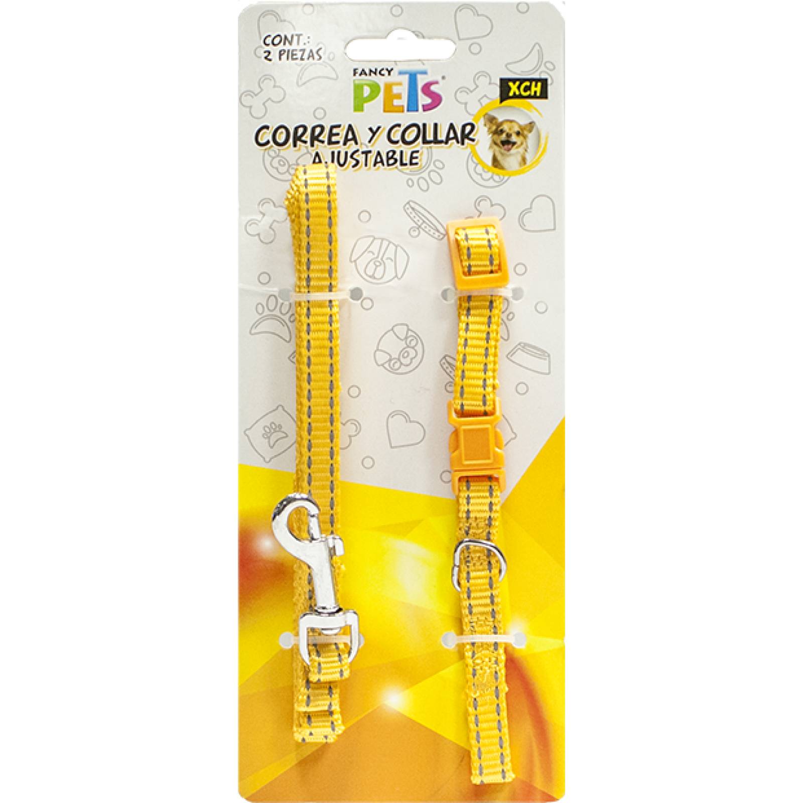 Fancy Pets Collar y Correa para Perro de Nylon ajustable con Bandas reflejantes extra-chico