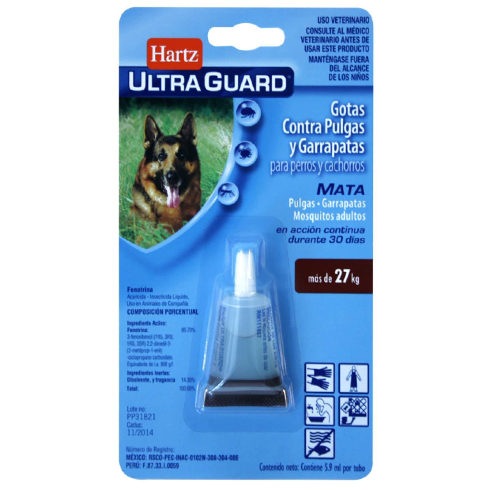 Hartz Ultraguard Pipeta Antipulga para Perro >27 kg
