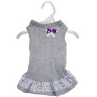 Fancy Pets Vestido Para Perro En Chifón Gris Con Olán Y Moño Med