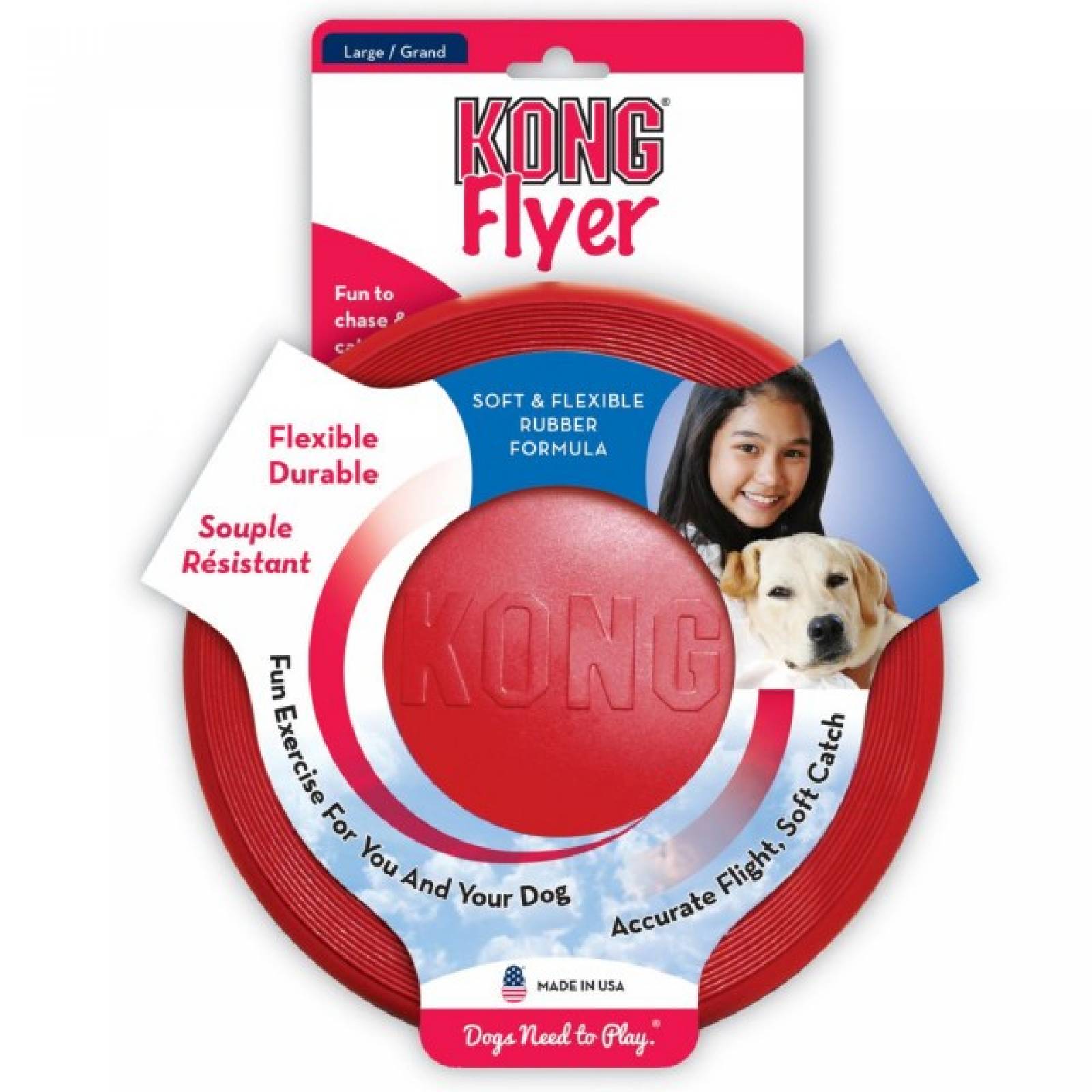 Kong Frisbee de Caucho Rojo para Perro Gde