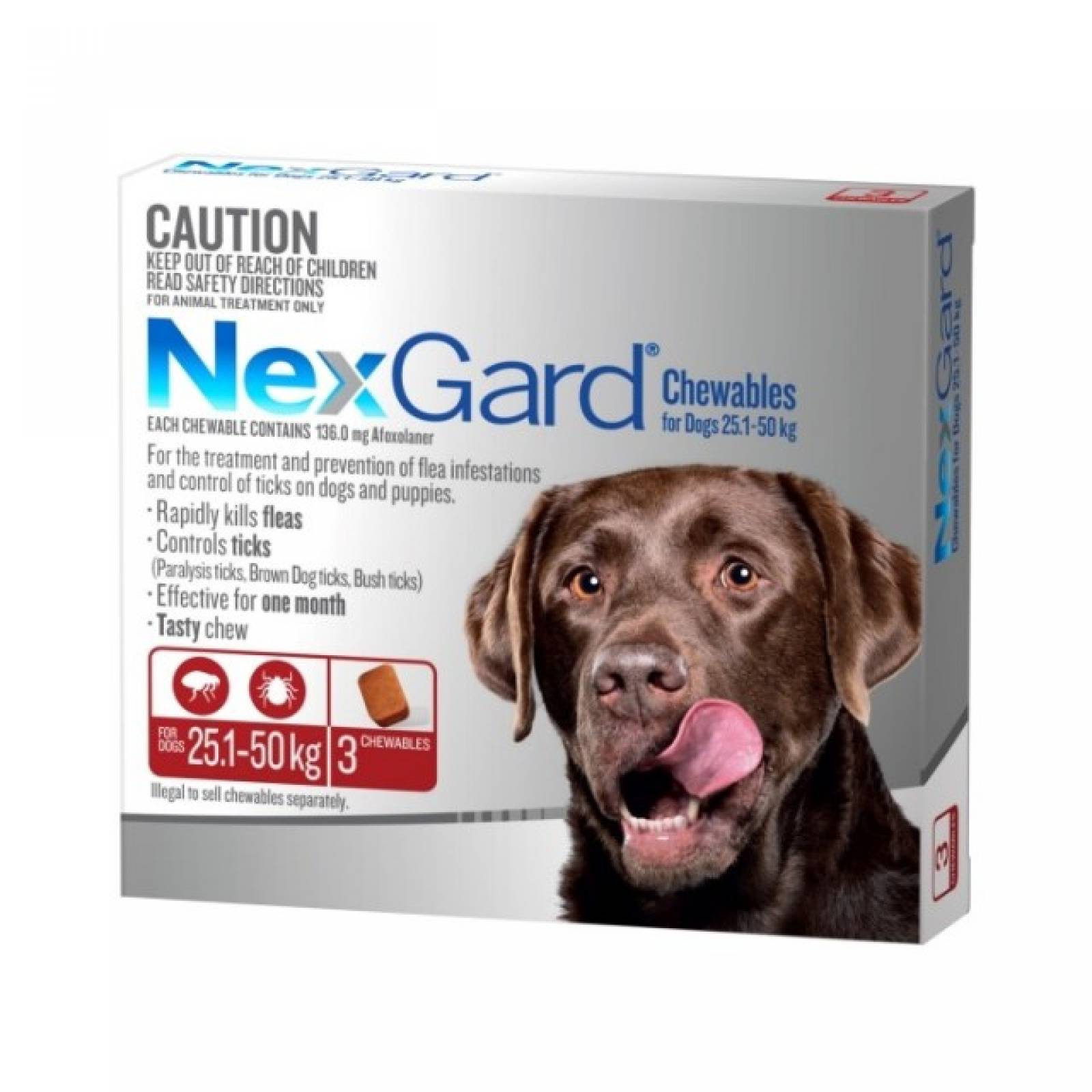 NexGard XL Ectoparasiticida Perro xgde 25-50 kg 3 tab. masticable