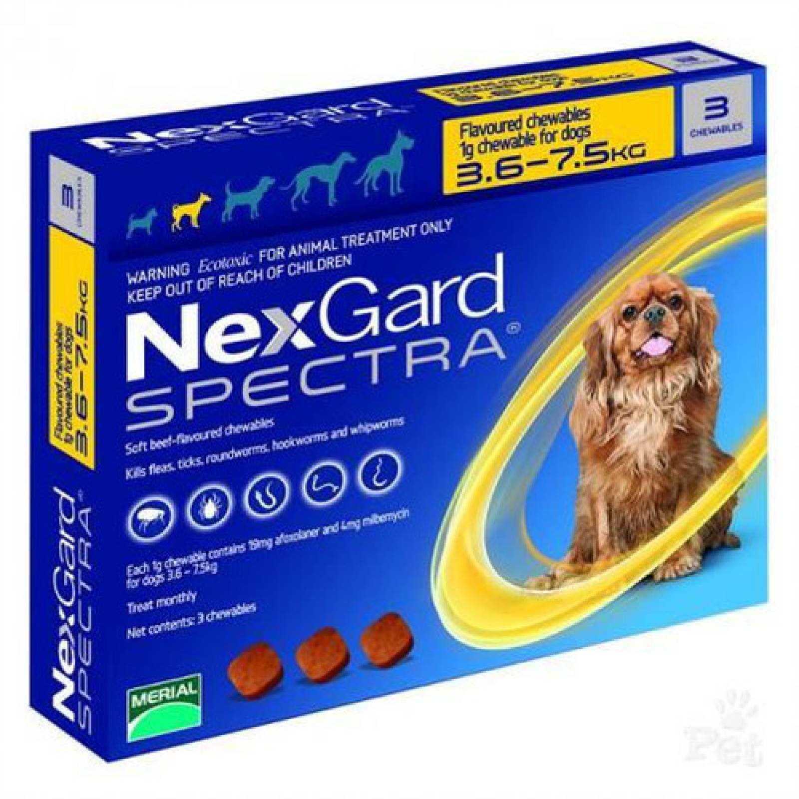 NexGard Spectra Endectoparasiticida Perro S 3.5-7.5 kg 3 tab. masticable