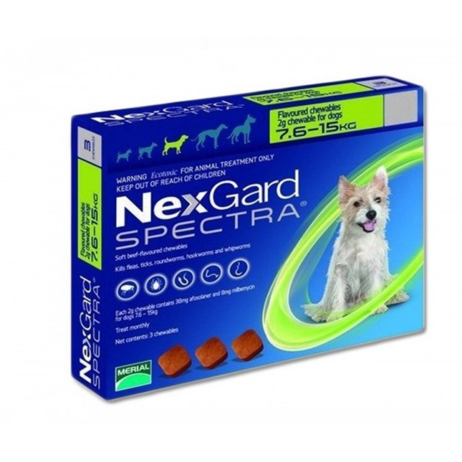 NexGard Spectra Endectoparasiticida Perro M 7.5-15 kg 3 tab. masticable