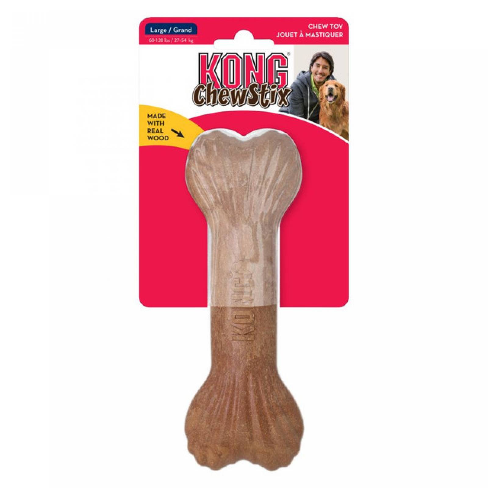 Kong Chewstix juguete para perro Hueso para masticar aroma a tocino Gde