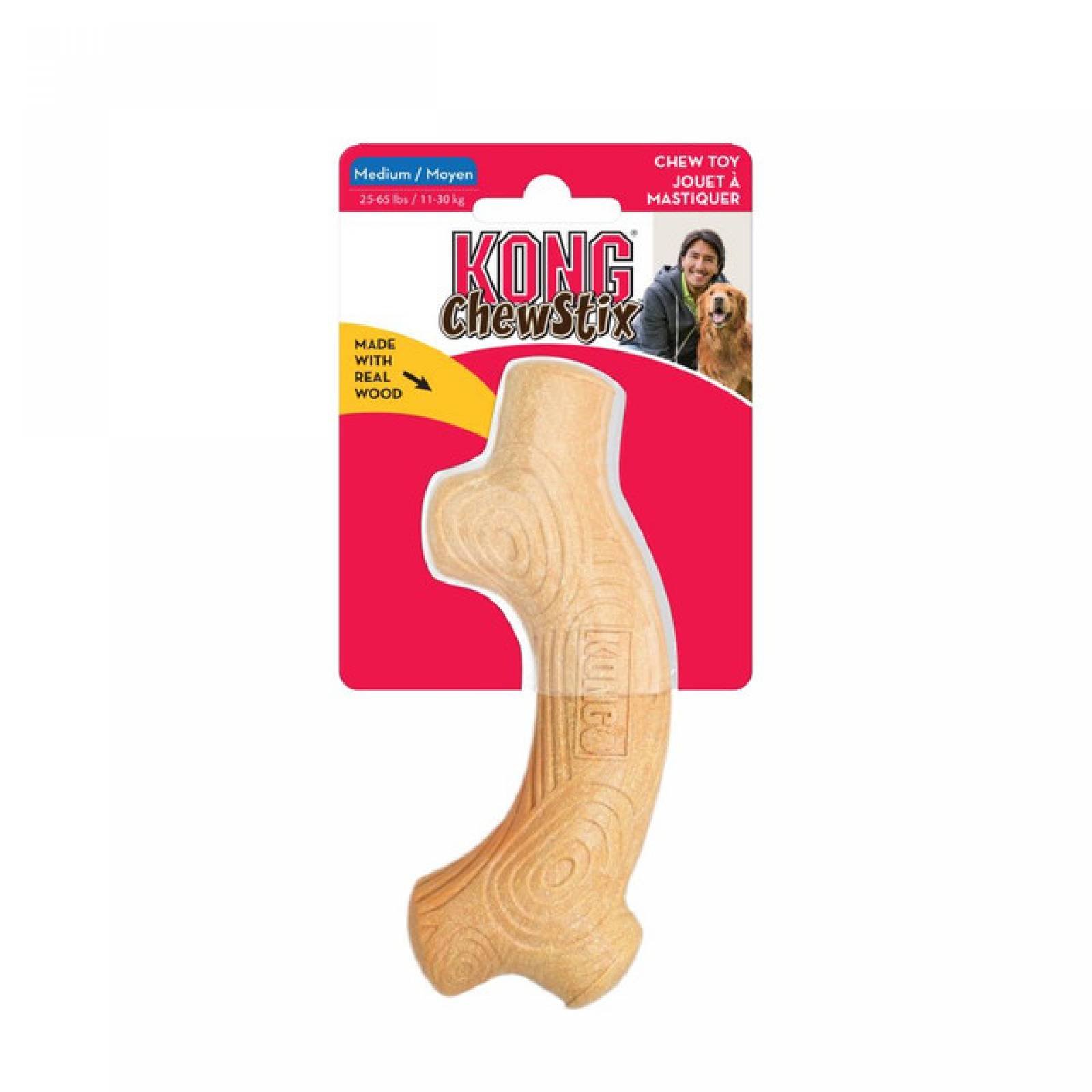Kong Chewstix juguete para perro Hueso palo para masticar madera real y aroma a tocino Gde