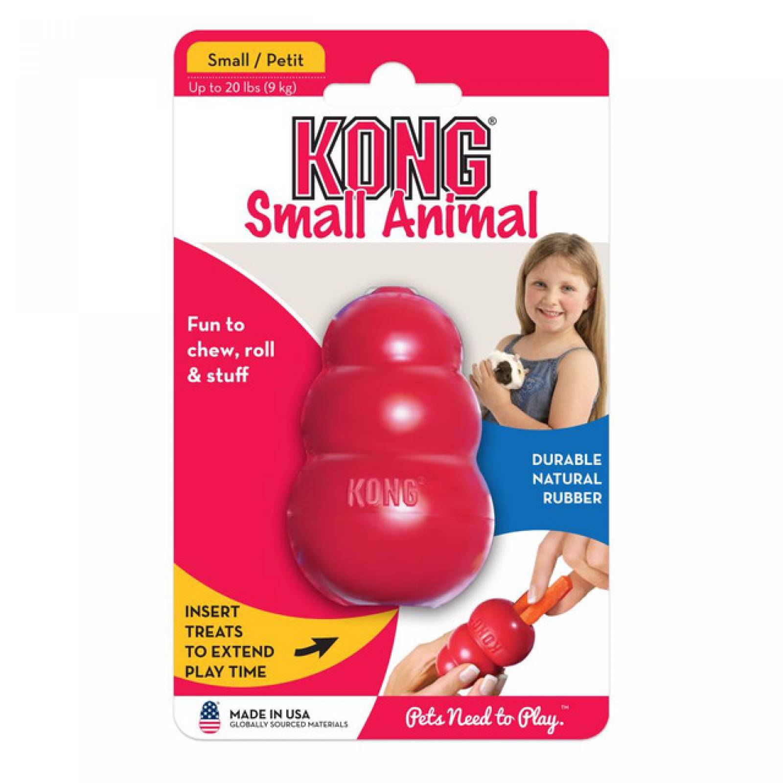Kong small animals juguete para perro Aves y Hurones-Conejos rojo