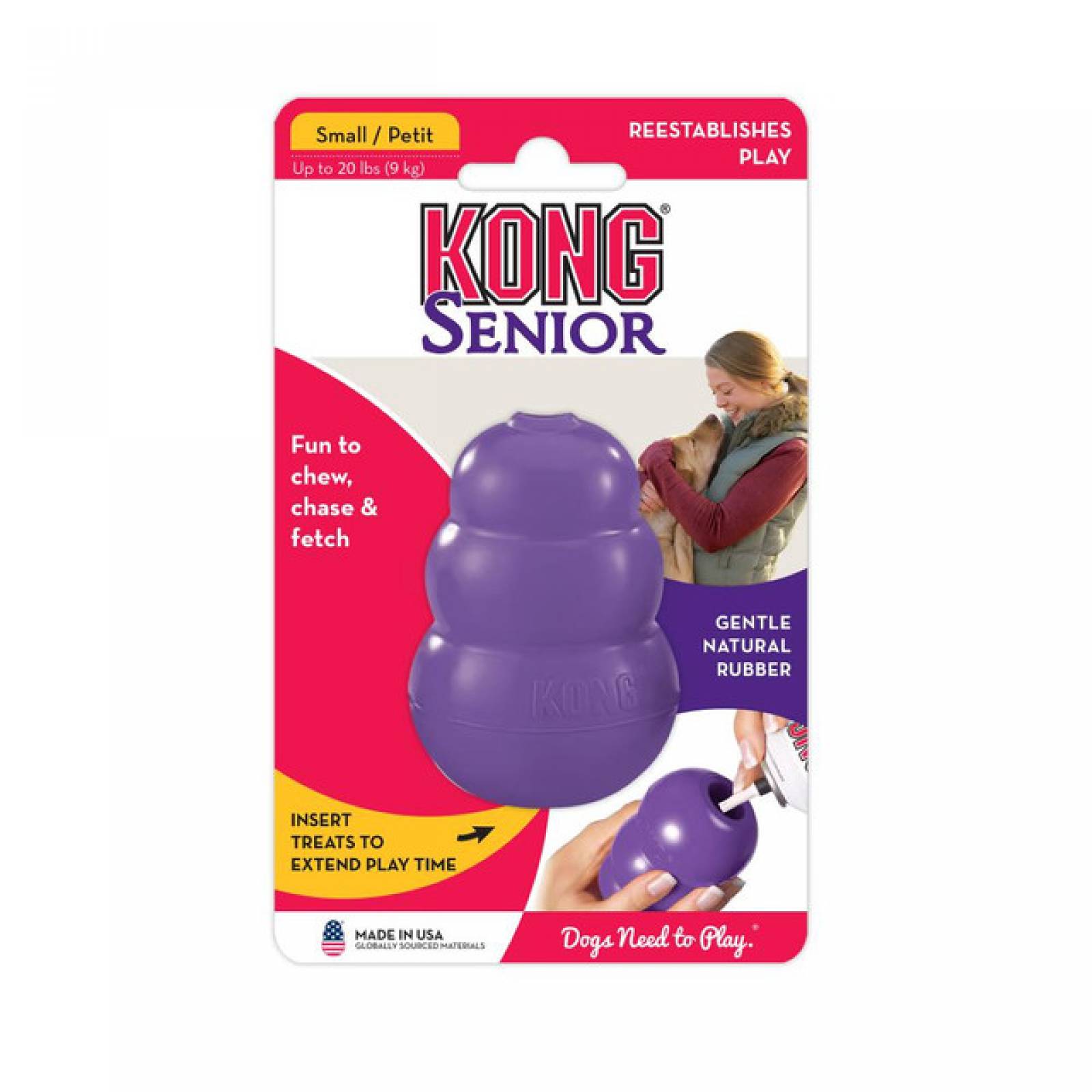 Kong Senior juguete para perro maduro Med morado