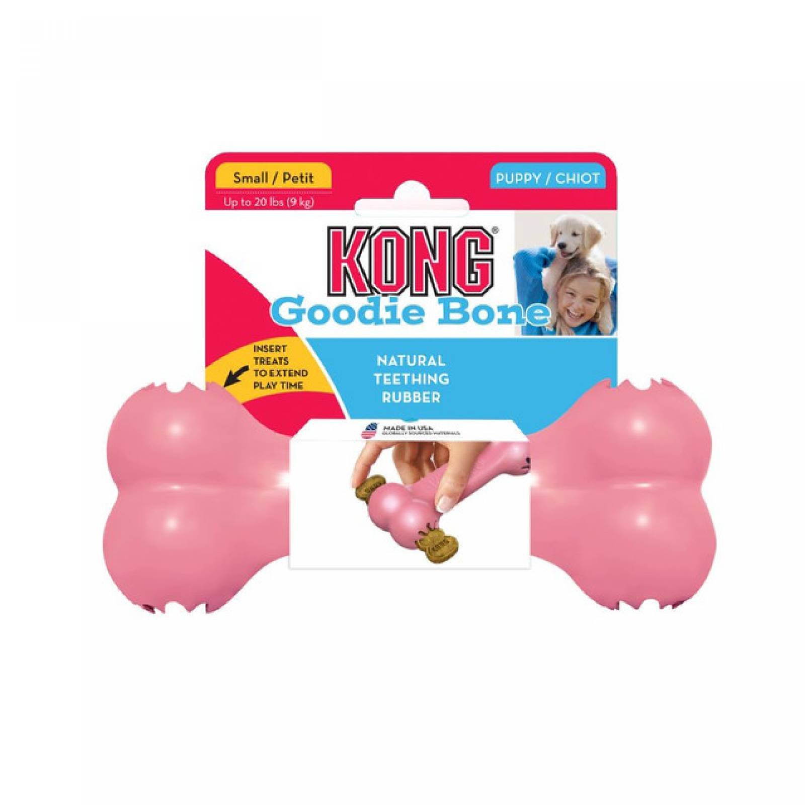 Kong Puppy Goodie Bone juguete para Cachorro Hueso de caucho CH Azul