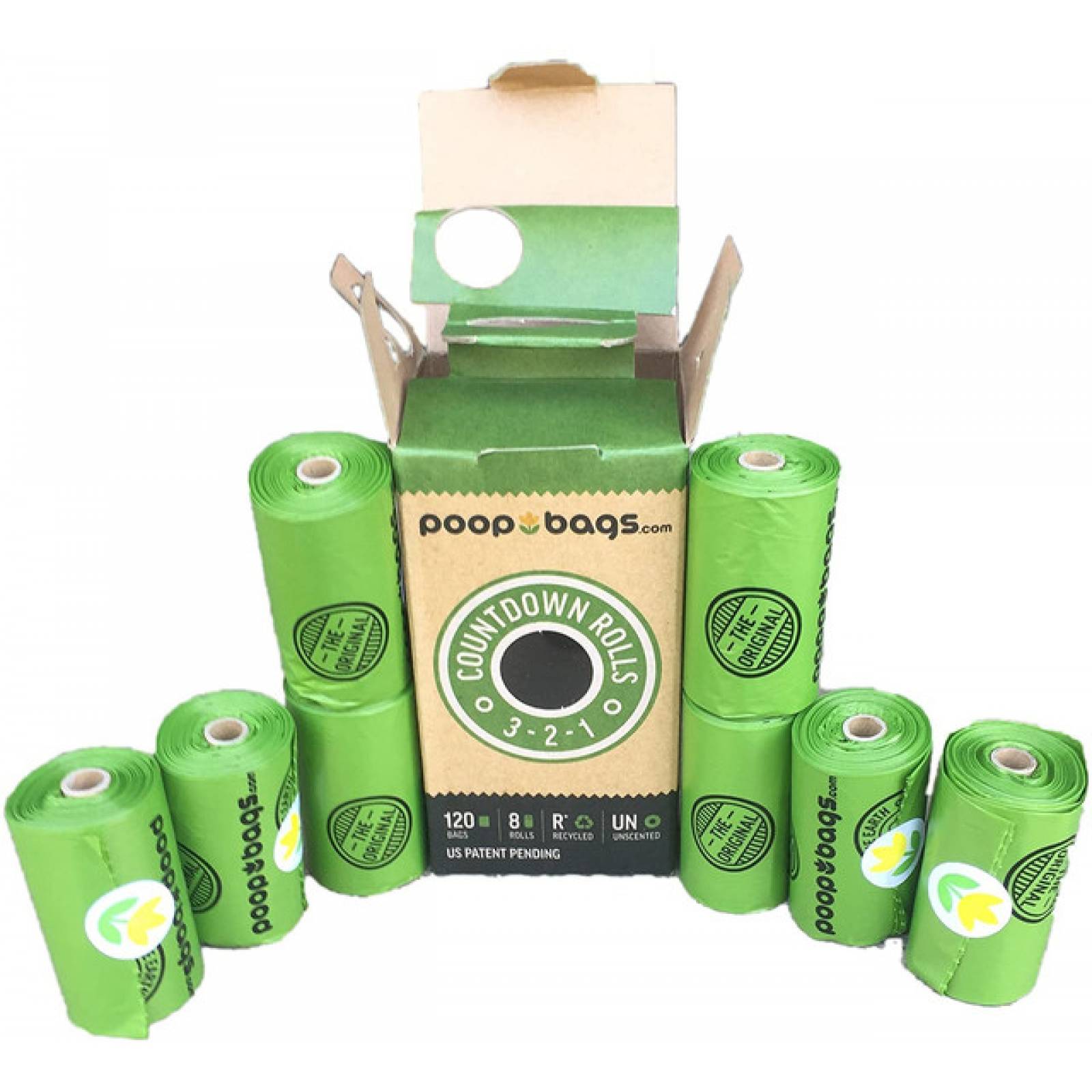 Poop Bags Bolsas biodegradables para desechos de perro 8 rollos, 120 bolsas.
