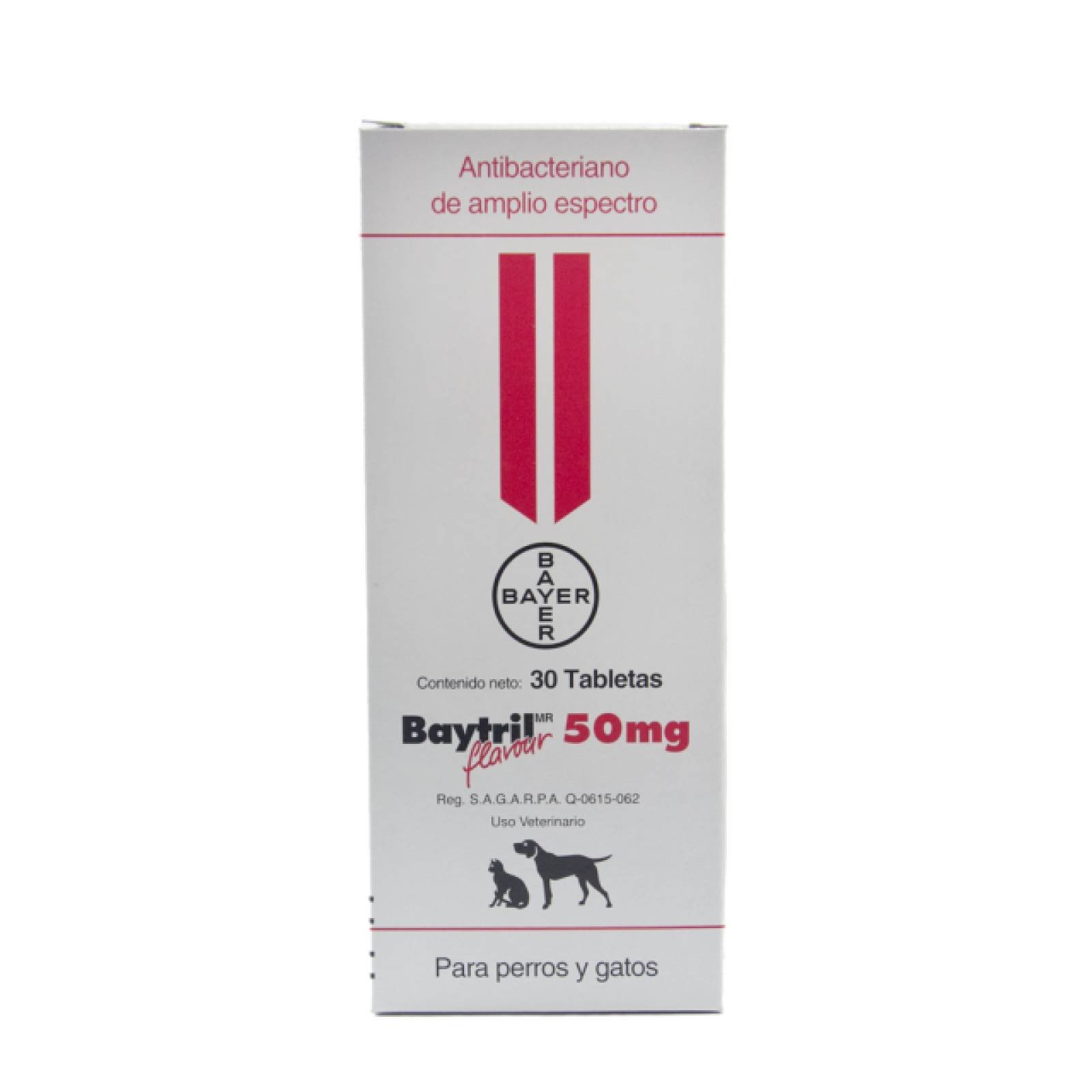 BAYTRIL FLAVOUR Antibiotico para perro y gato 50 mg 10 tabletas caja