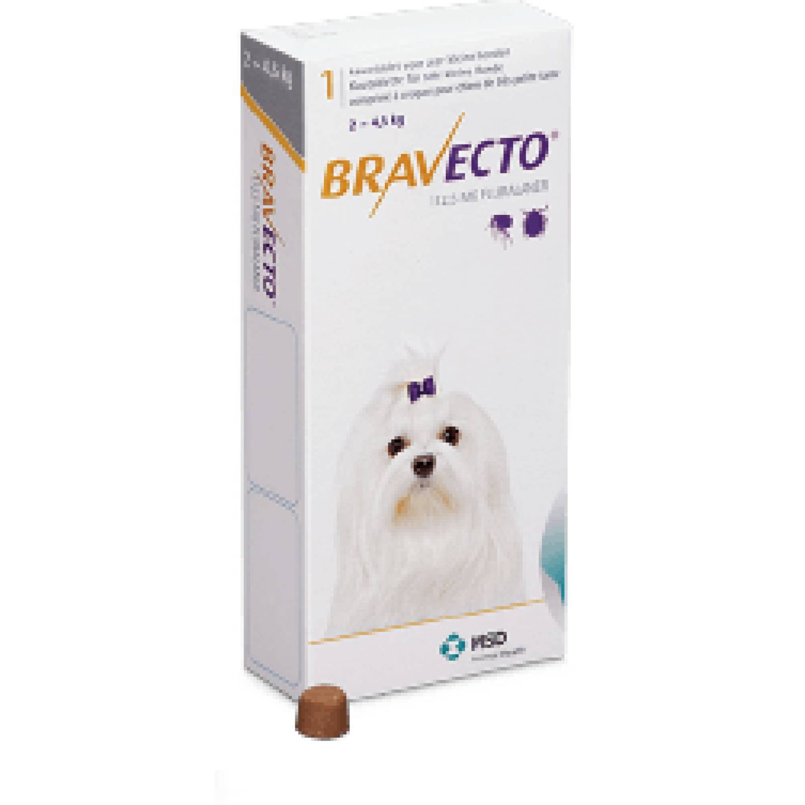 Bravecto Desparacitante para Perro Raza Mini de 2-4.5 kg 1 comp de 112.5 mg