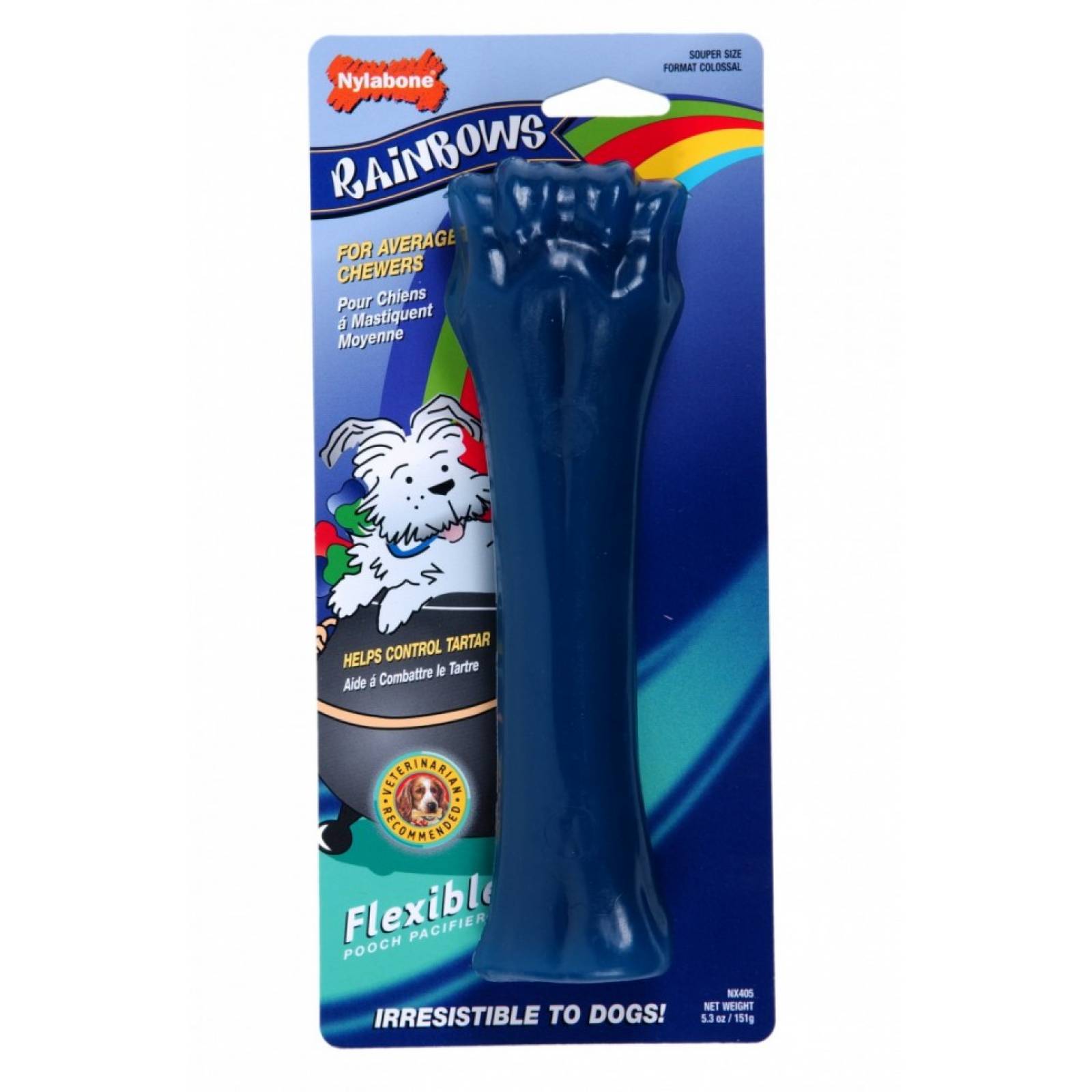 Nylabond Juguete para Perro Gumabone Rainbow Super Colosal