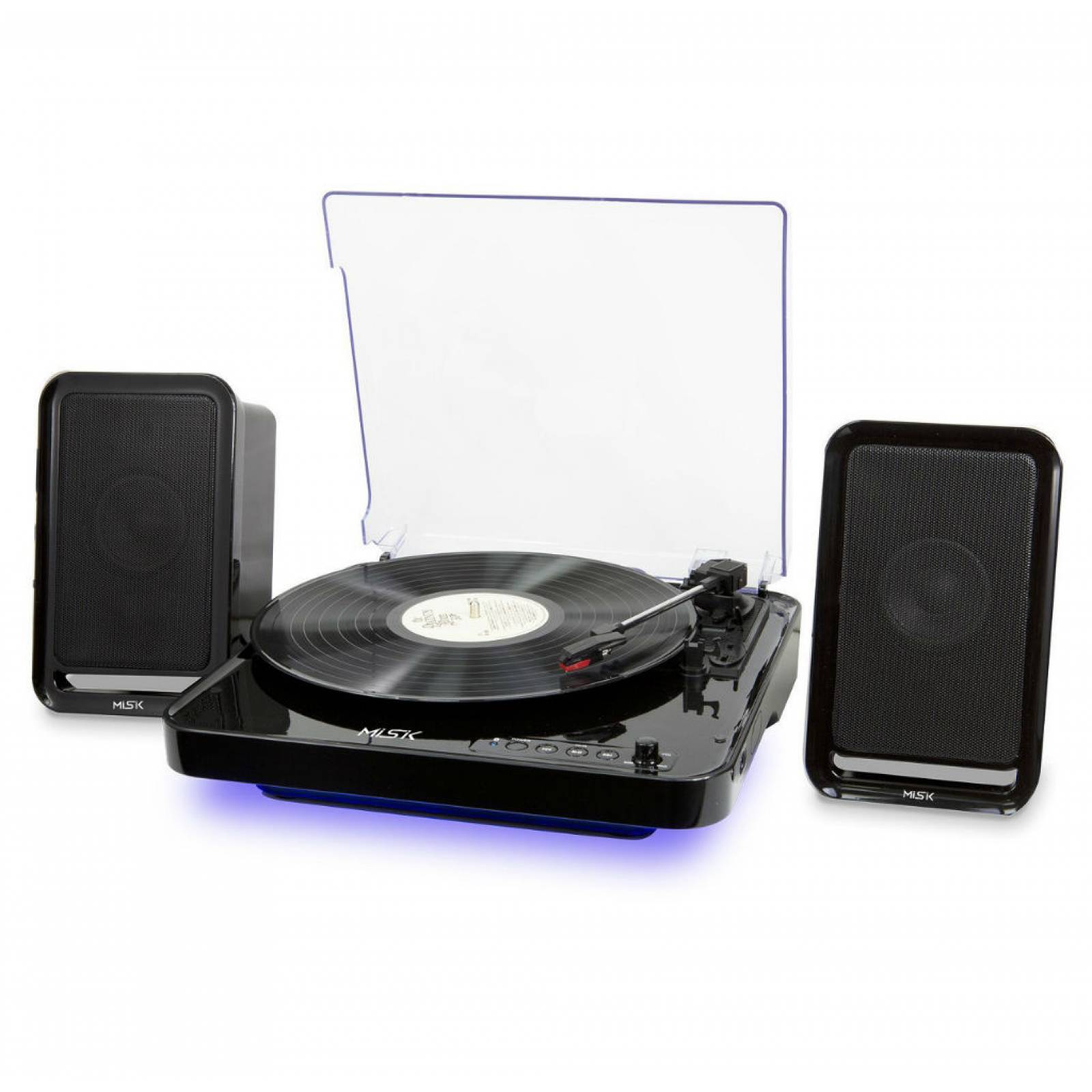 Tornamesa Misik MN7373 Discos Vinil Bluetooth Aux Radio FM-Negro