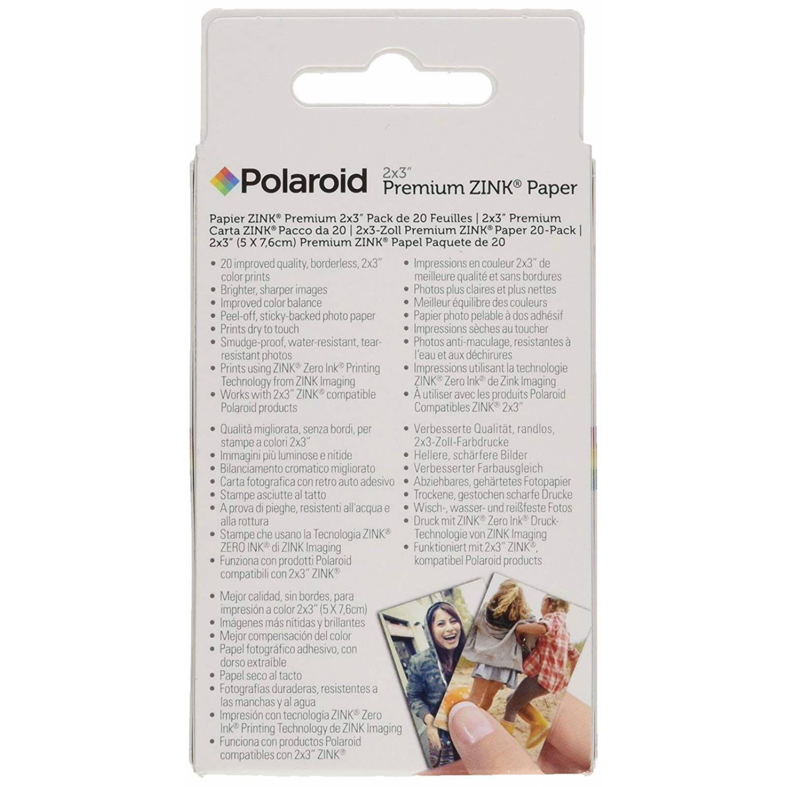 Papel Polaroid 2x3" Premium Zink (20 Hojas) Polz2x320