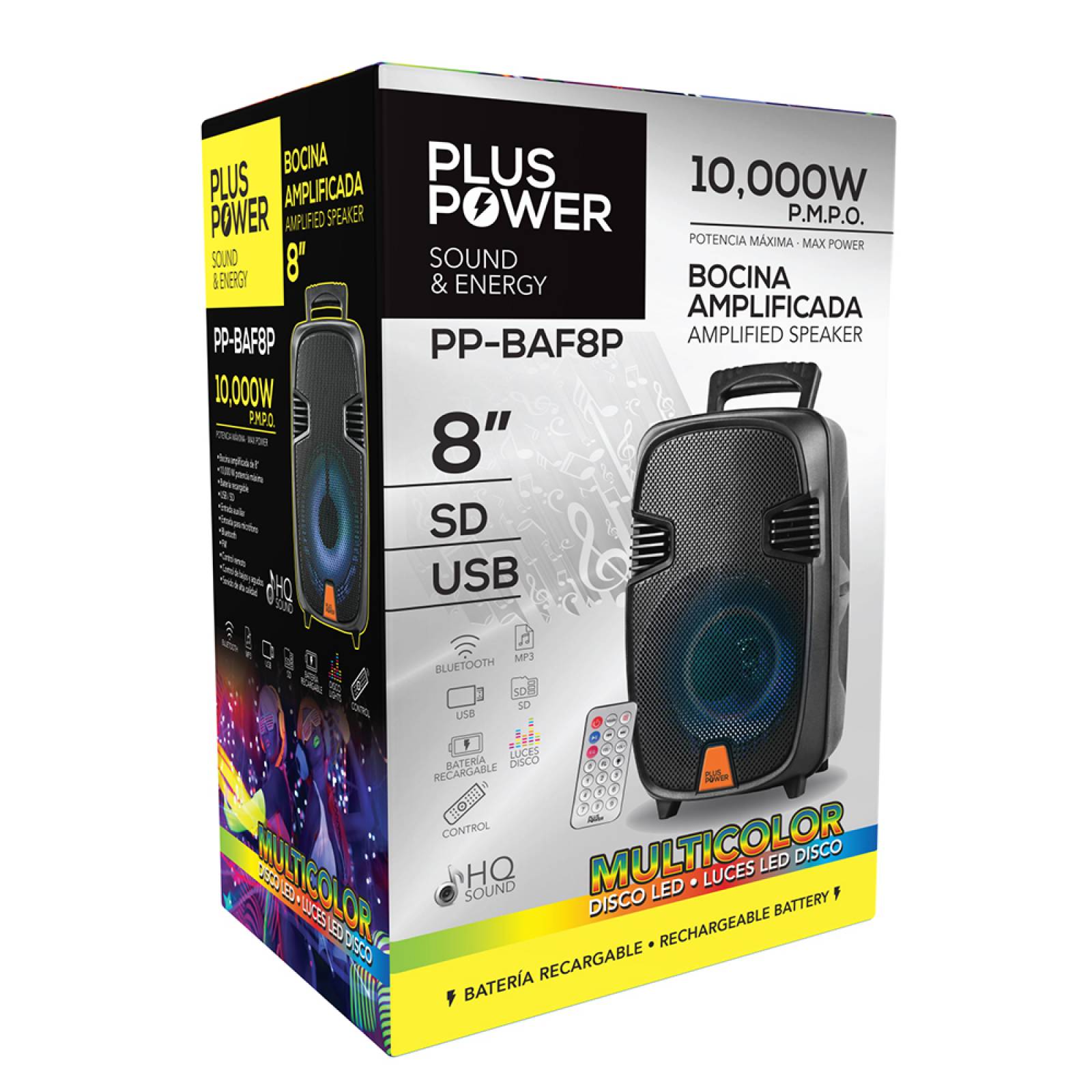 BOCINA PLUS POWER PP-BAF8P PORTATIL CON BLUETOOTH NEGRA.