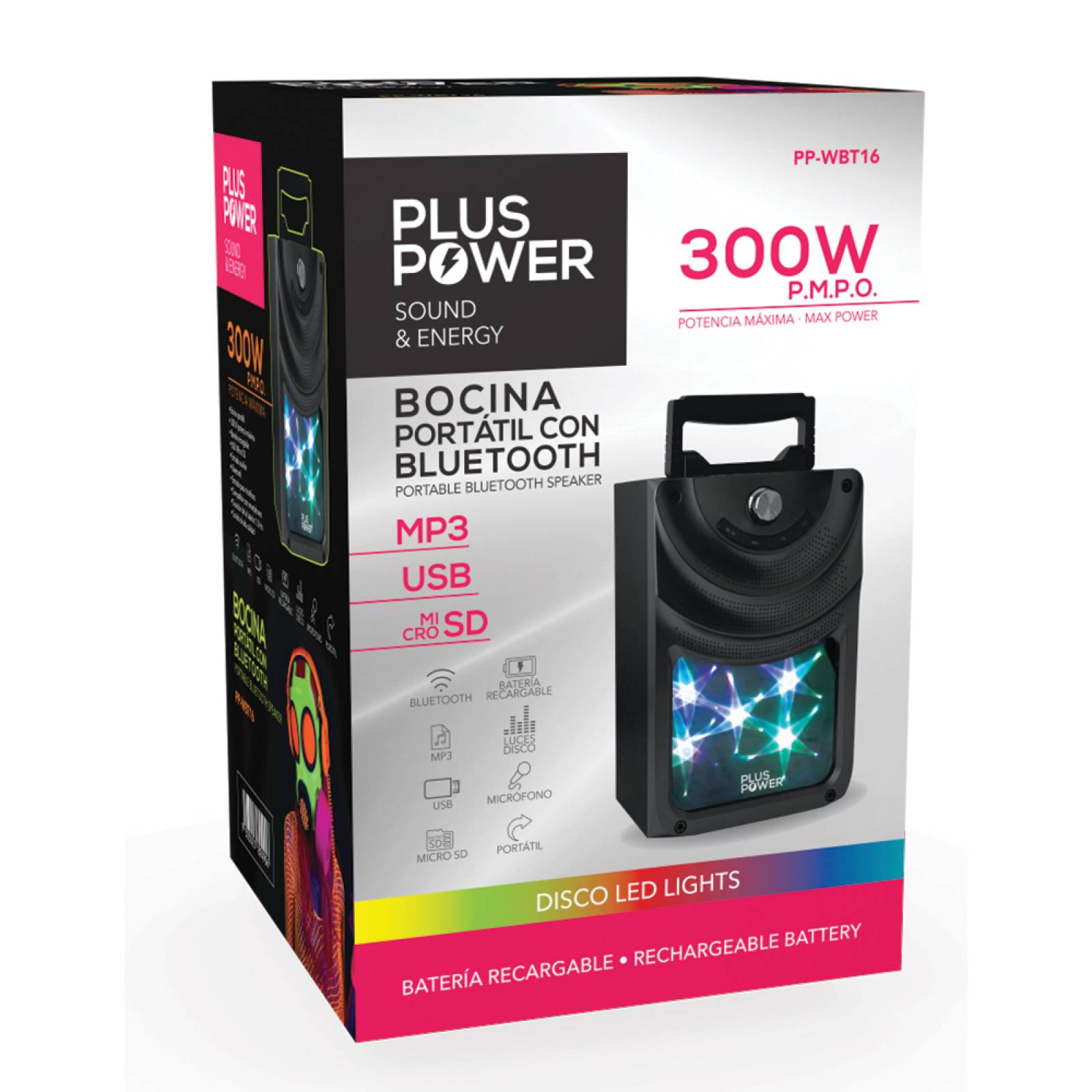 Plus Power Bocina Portatil Bluetooth, Usb, Pp-wbt16