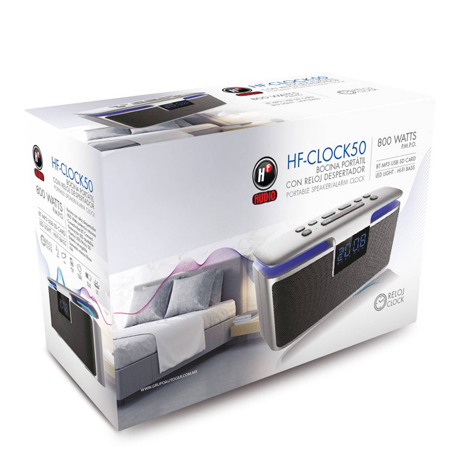 Bocina Bluetooth Con Reloj Despertador Mp3 Usb Sd Hf-clock50