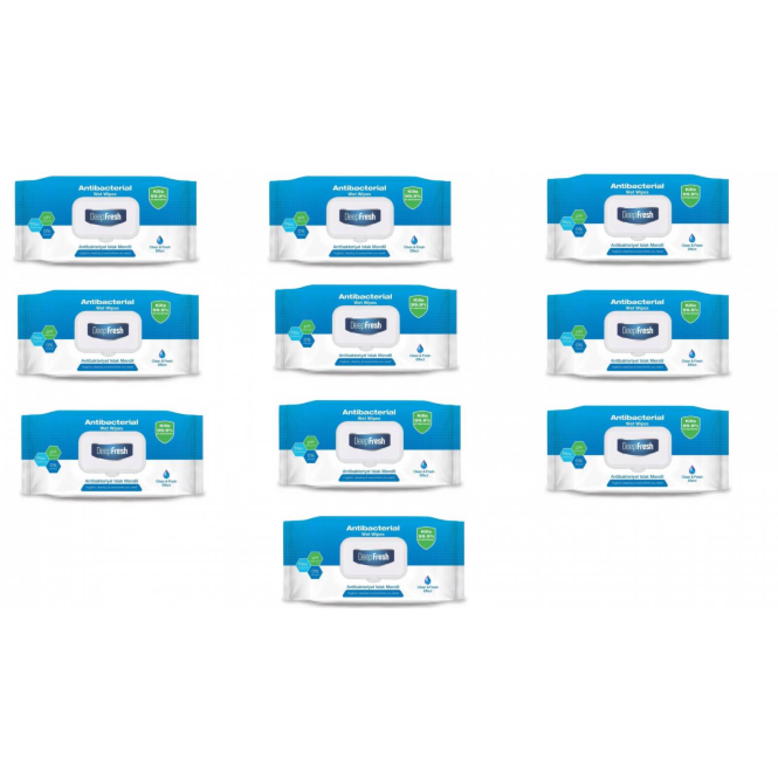 Caja de 10 paquetes con 100 Toallitas c/u desinfectantes Deepfresh