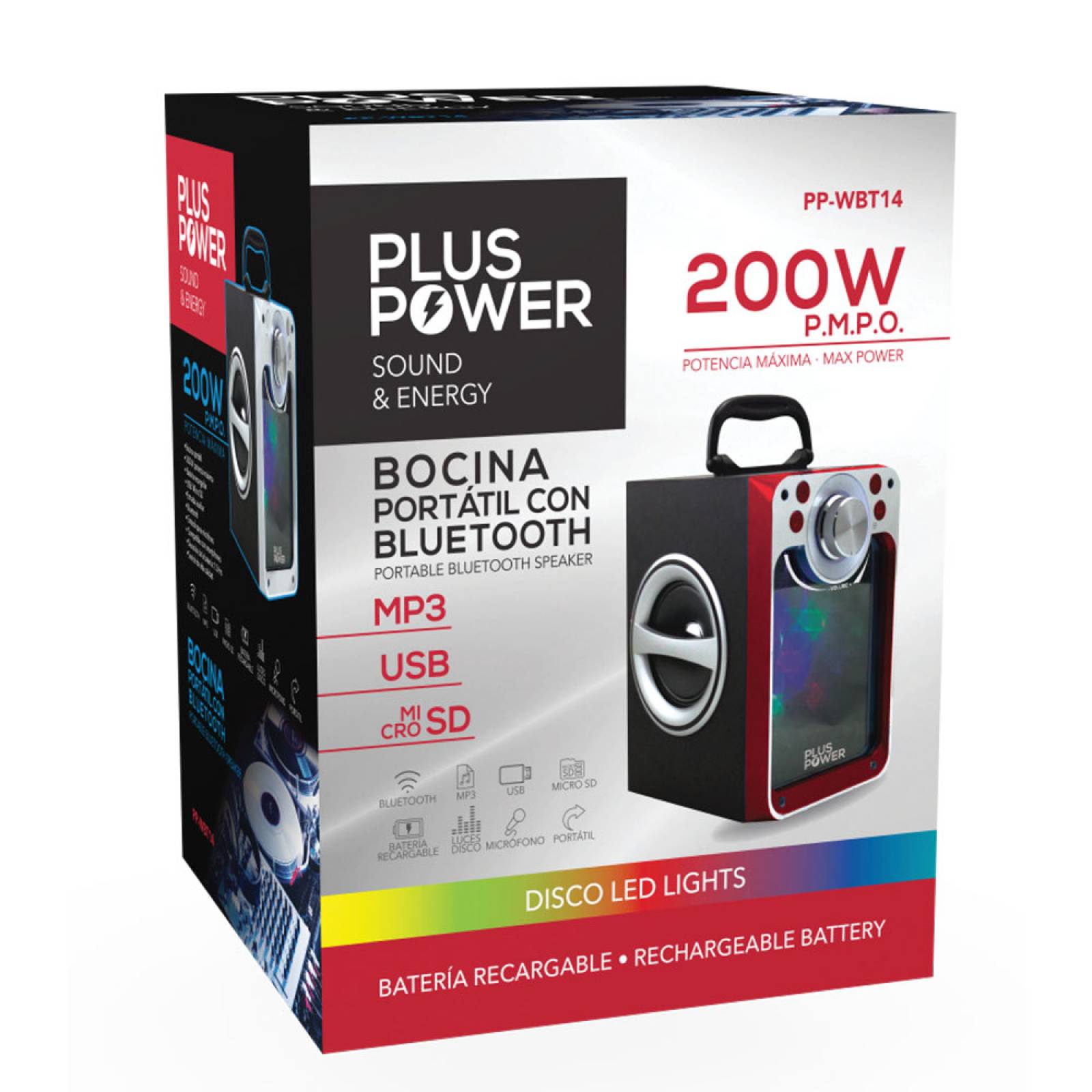 Bocina Portatil Bluetooth Plus Power Usb C/ Luz Led Pp-wbt14