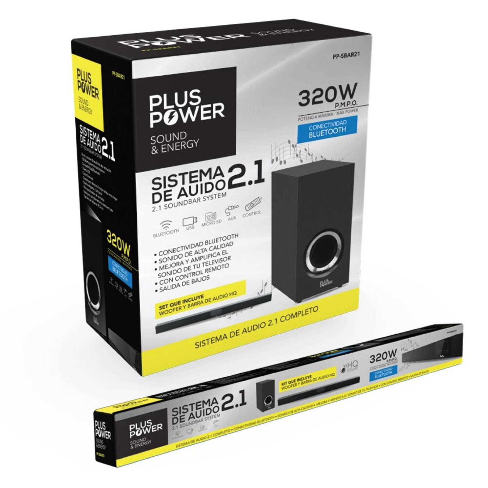 Barra De Sonido Con Woofer Plus Power Bluetooth Pp-sbar2.1