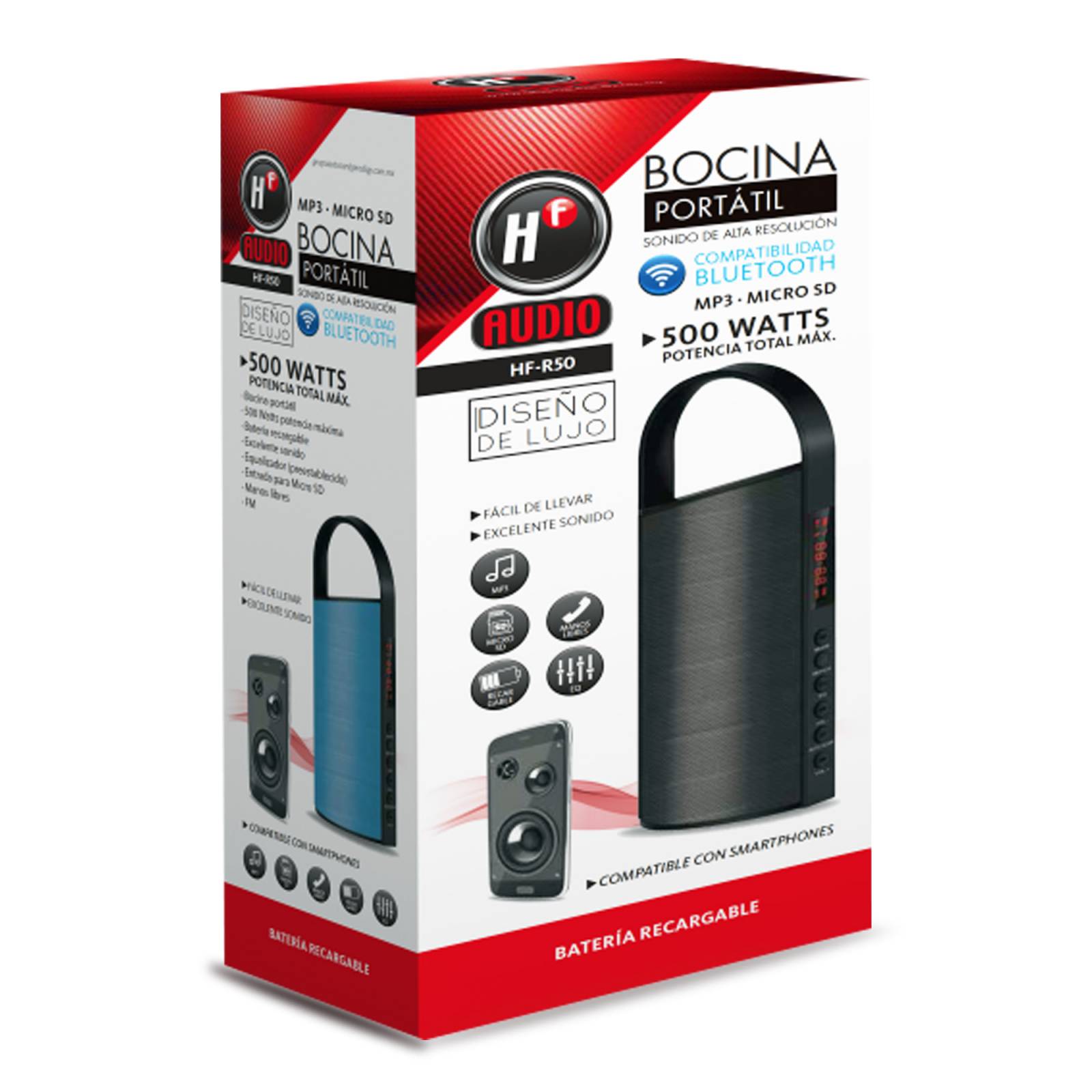 Bocina Portatil Con Bluetooth Marca HF Audio Hf-r50
