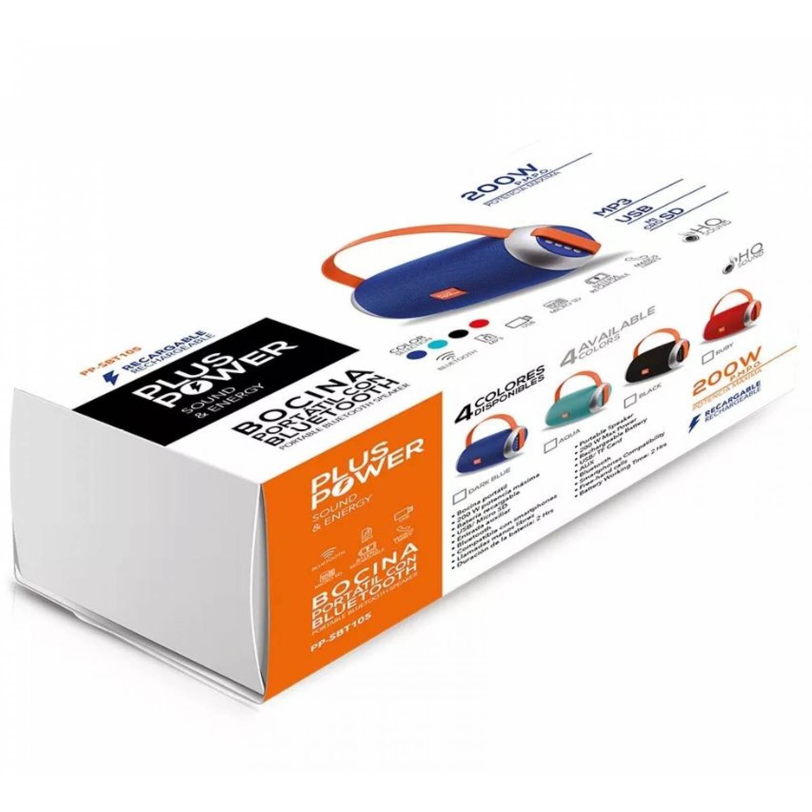 Bocina Bluetooth Sd Aux Mp3 200w Pp-sbt105 Extra Bass -jbl Negro