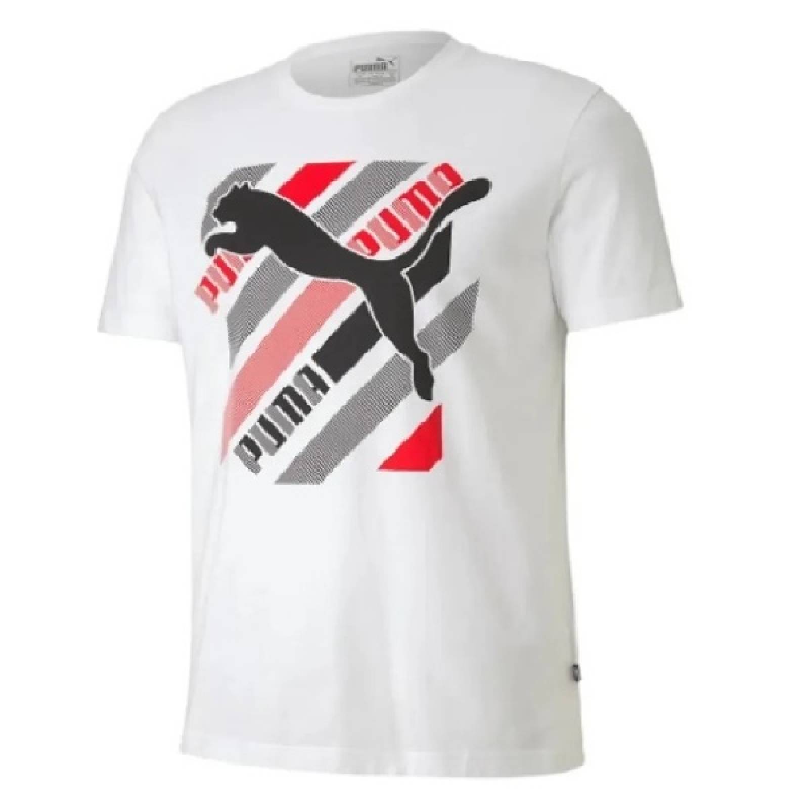 Playera Puma Caballero Cat Brand Graphic Tee Blanco 258190902