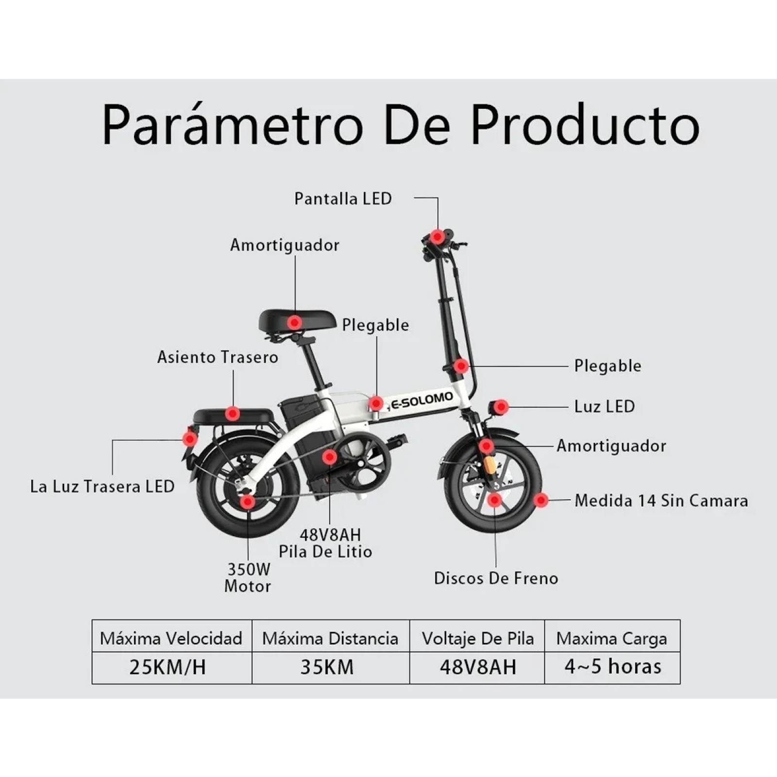 Bicicleta Eléctrica Plegable E-Solomon BICIEB01