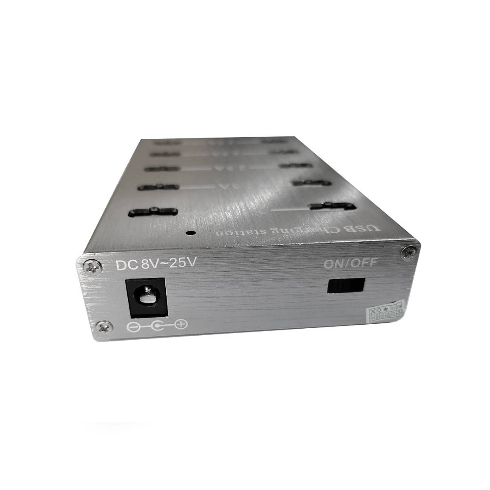 Multiconector de Carga estándar con 10 Puertos USB Plata