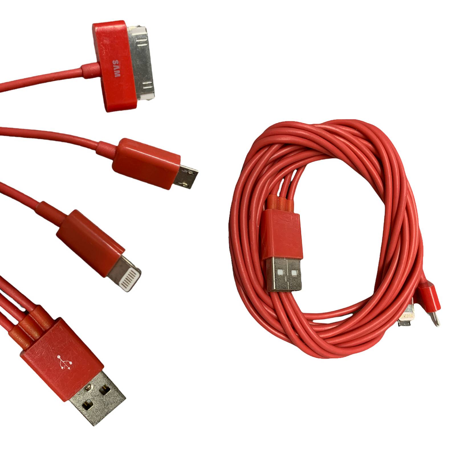 Cable Cargador 3 en 1 V8 Lightning 30 Pin 1 Metro