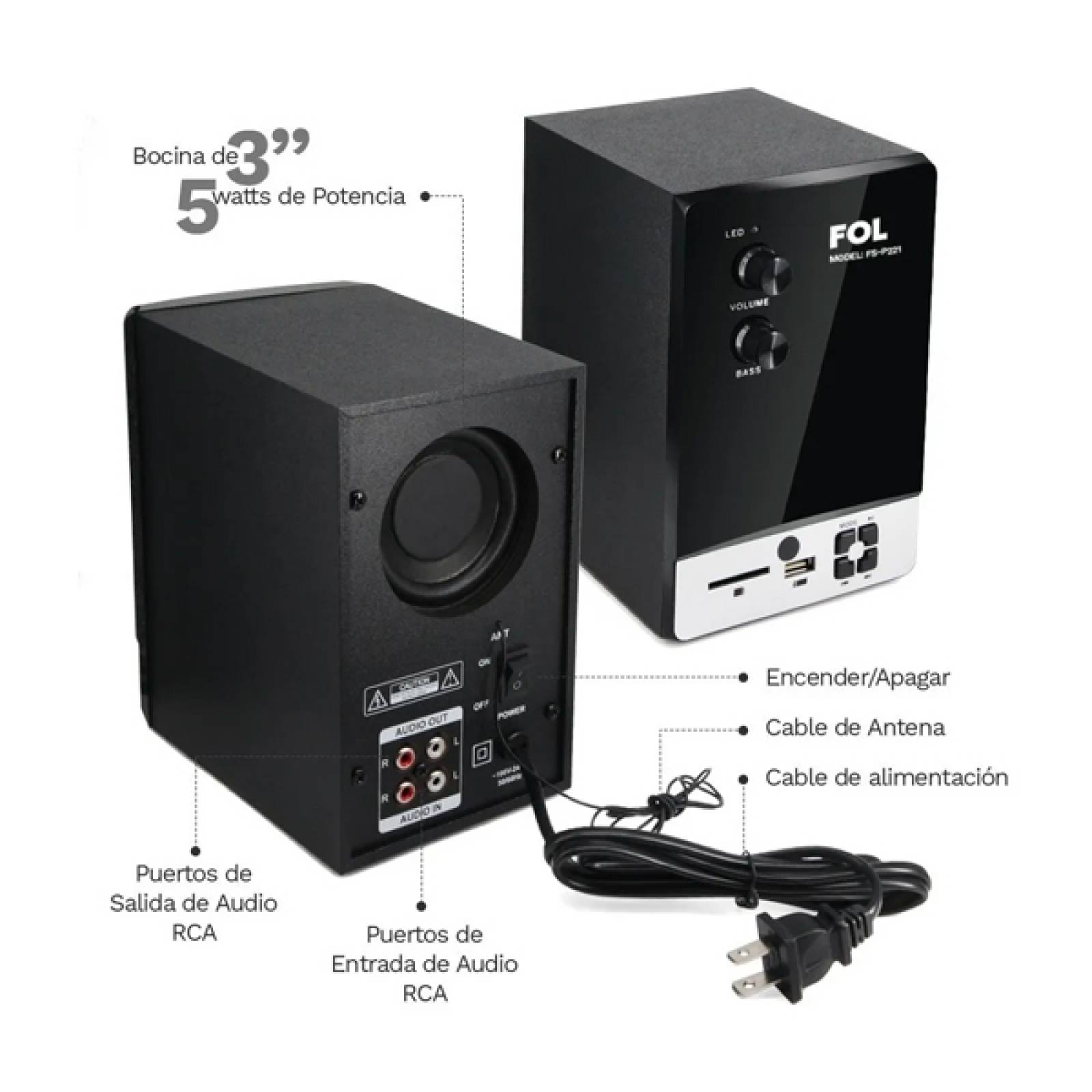 Minicomponente Fol Multimedia Bluetooth Bocina 2.1 Subwoofer